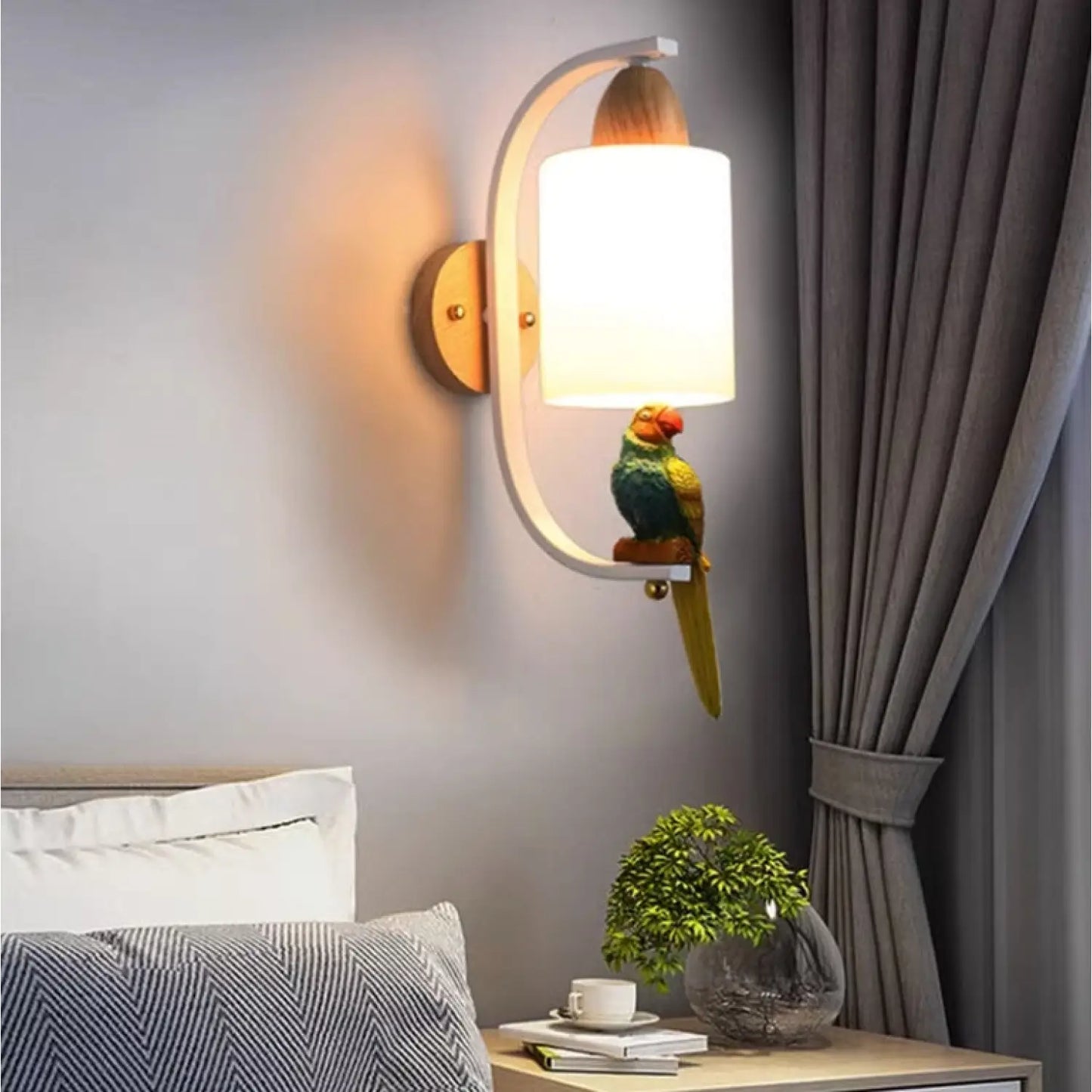 Creative Bird Lamp with Solid Wood Design for Aisle & Living Room - Wall Mount Fixture