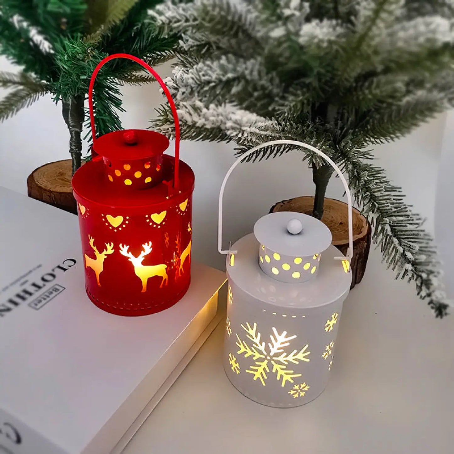 Christmas Candle Lights LED Small Lanterns Wind Lights Electronic Candles Nordic Style Creative Holiday Decoration