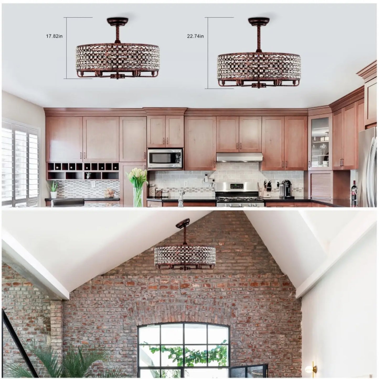 Dia 26.8 Inch Chandelier Ceiling Fan,Crystal Shade Ceiling Fan With Remote Control,3 ABS Blade 4 light No Include Bulb