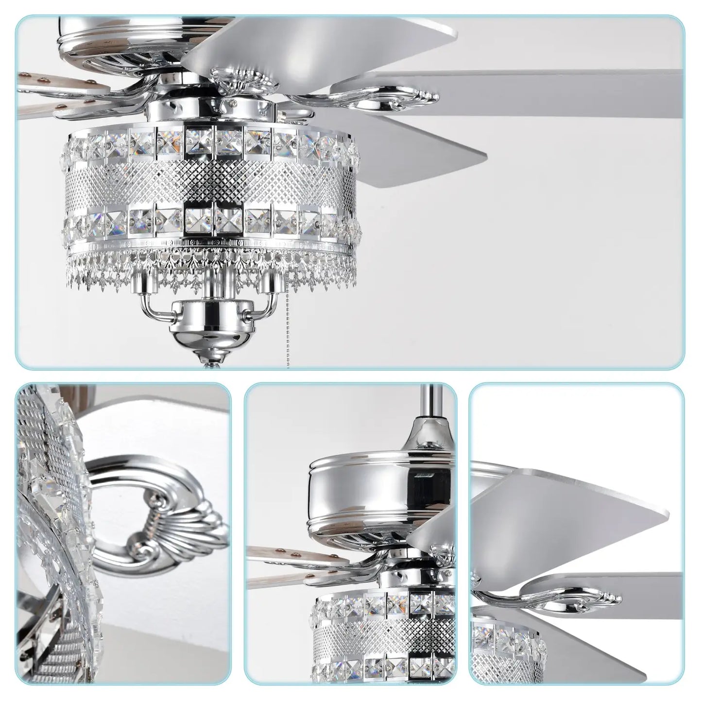 3-Light Chrome Drum Shade LED Ceiling Fan Remote Traditional Farmhouse Rustic Industrial Bohemian Country Cottage