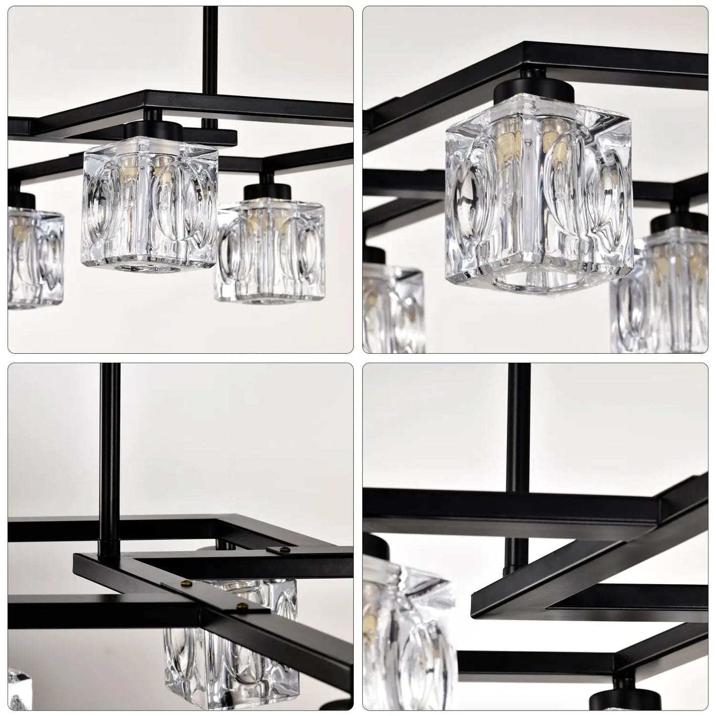 Crystal Chandelier for Dining Room with 8 Light for Modern Farmhouse Design Matte Black 12V Hanging Light