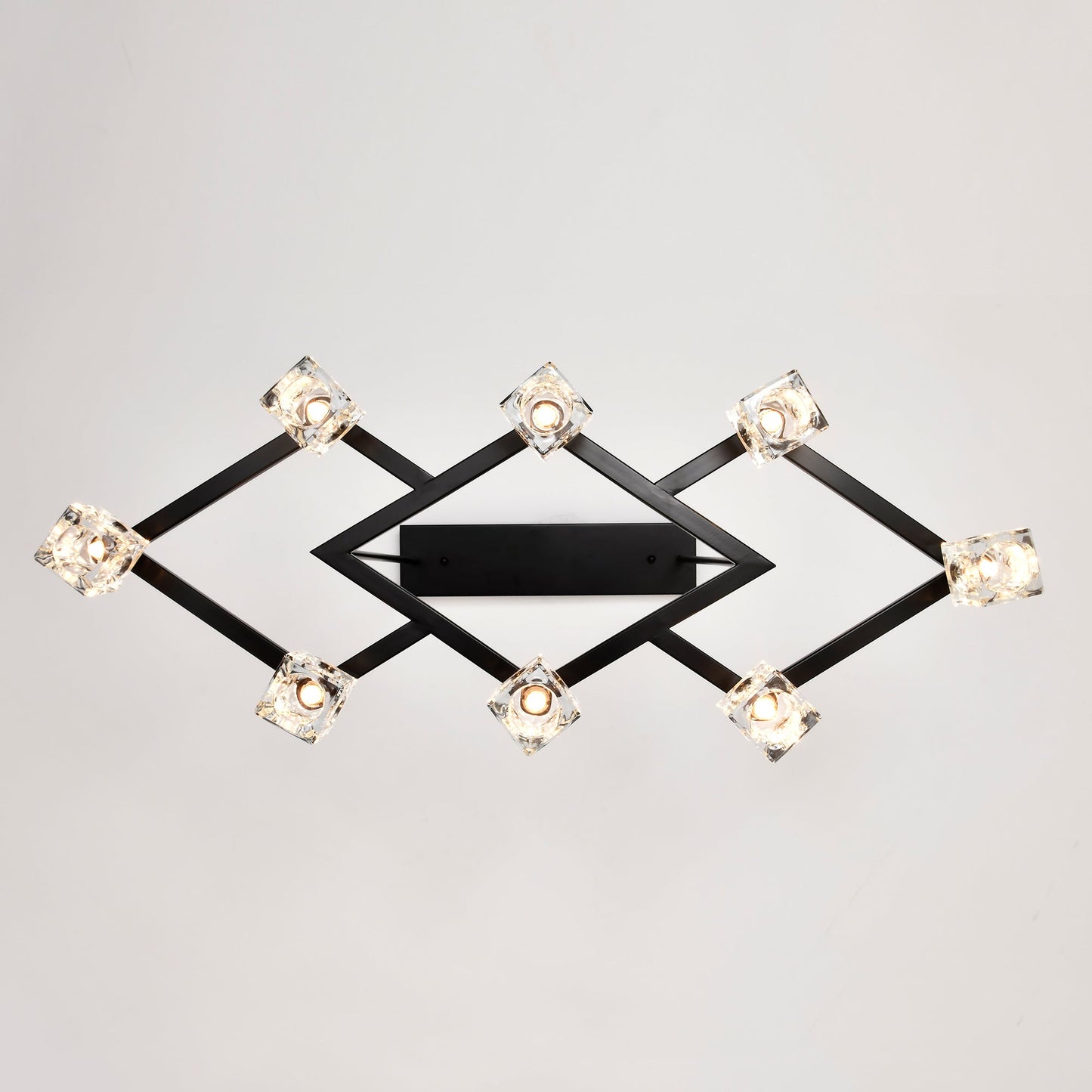 Crystal Chandelier for Dining Room with 8 Light for Modern Farmhouse Design Matte Black 12V Hanging Light
