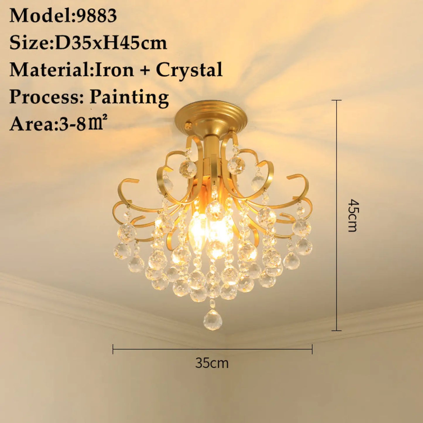 American Small Chandelier Balcony Aisle Corridor Single Head Crystal 2ceiling 3lamp holders / 7W three colors 12V