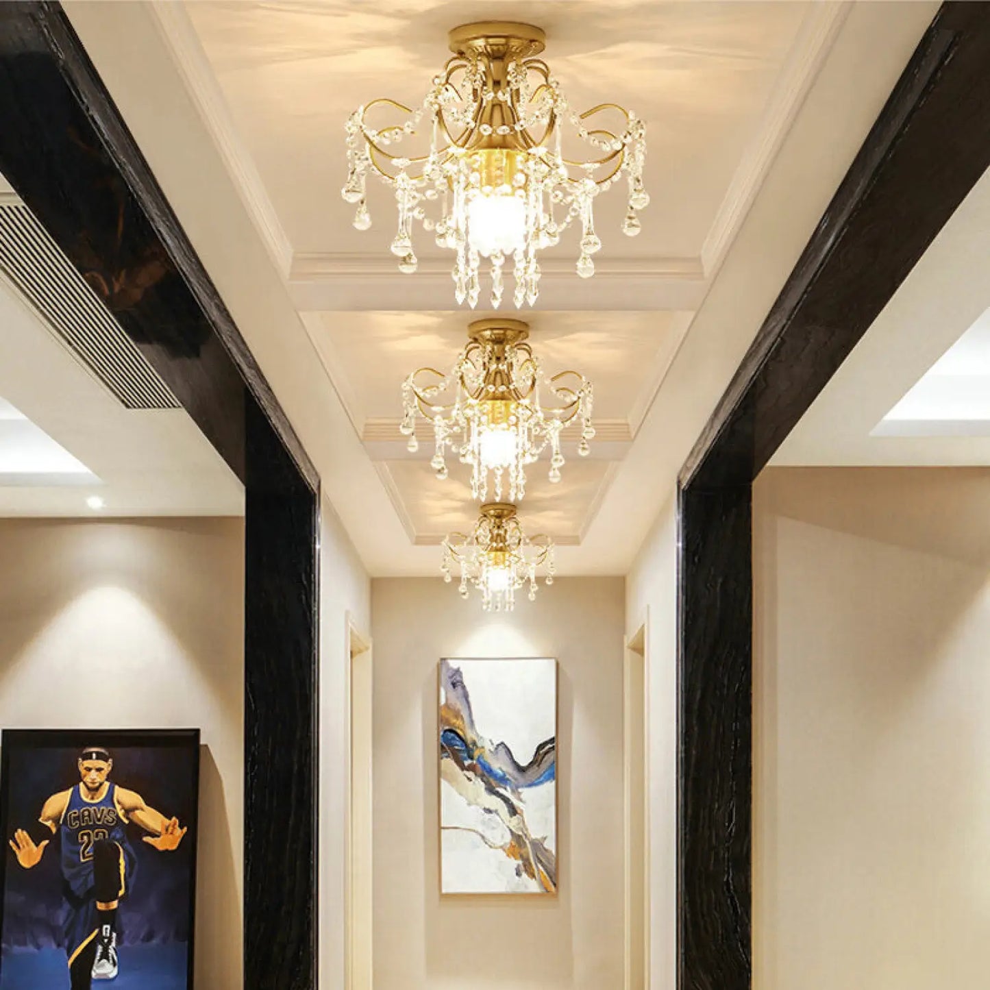 Crystal Chandelier Modern Design with Iron and Elegant Crystal Finish 12V Hanging Light