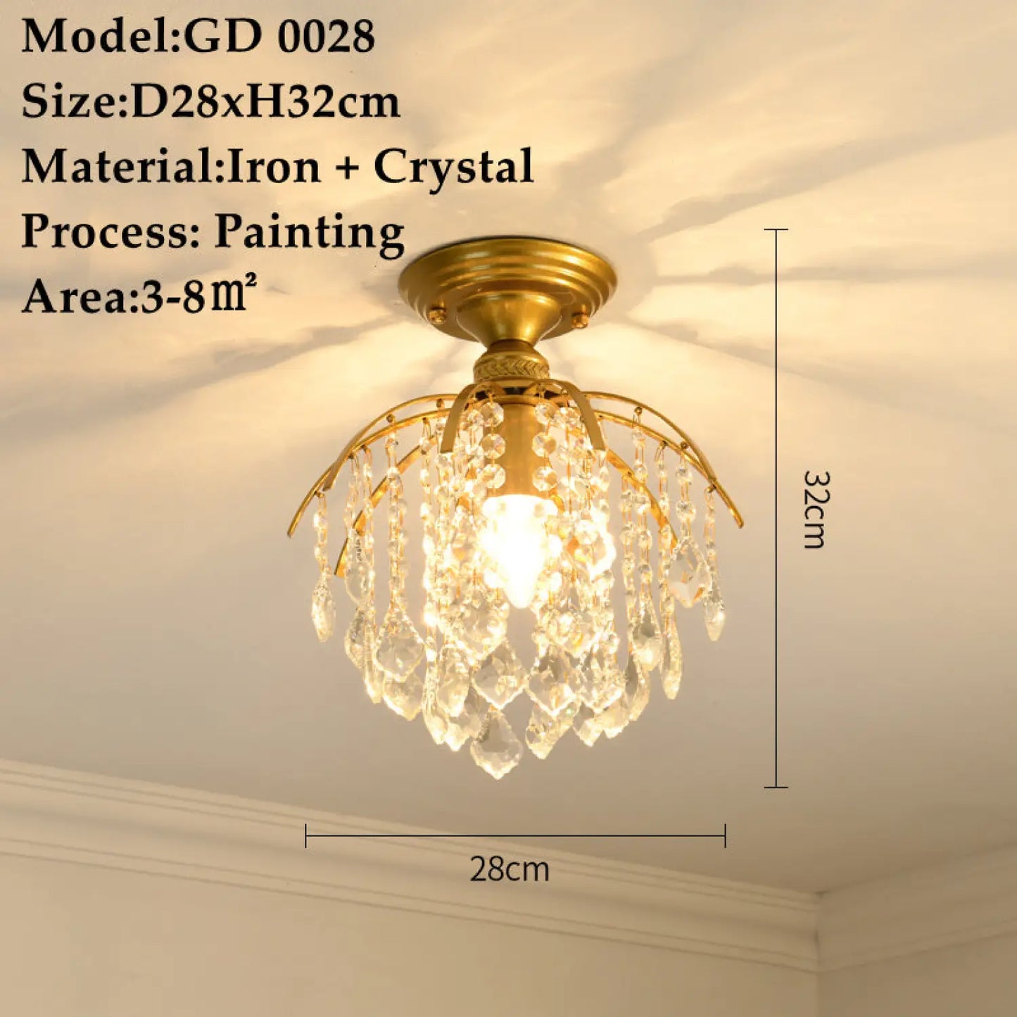 American Small Chandelier Balcony Aisle Corridor Single Head Crystal 5ceiling 1lamp holder / 7W three colors 12V