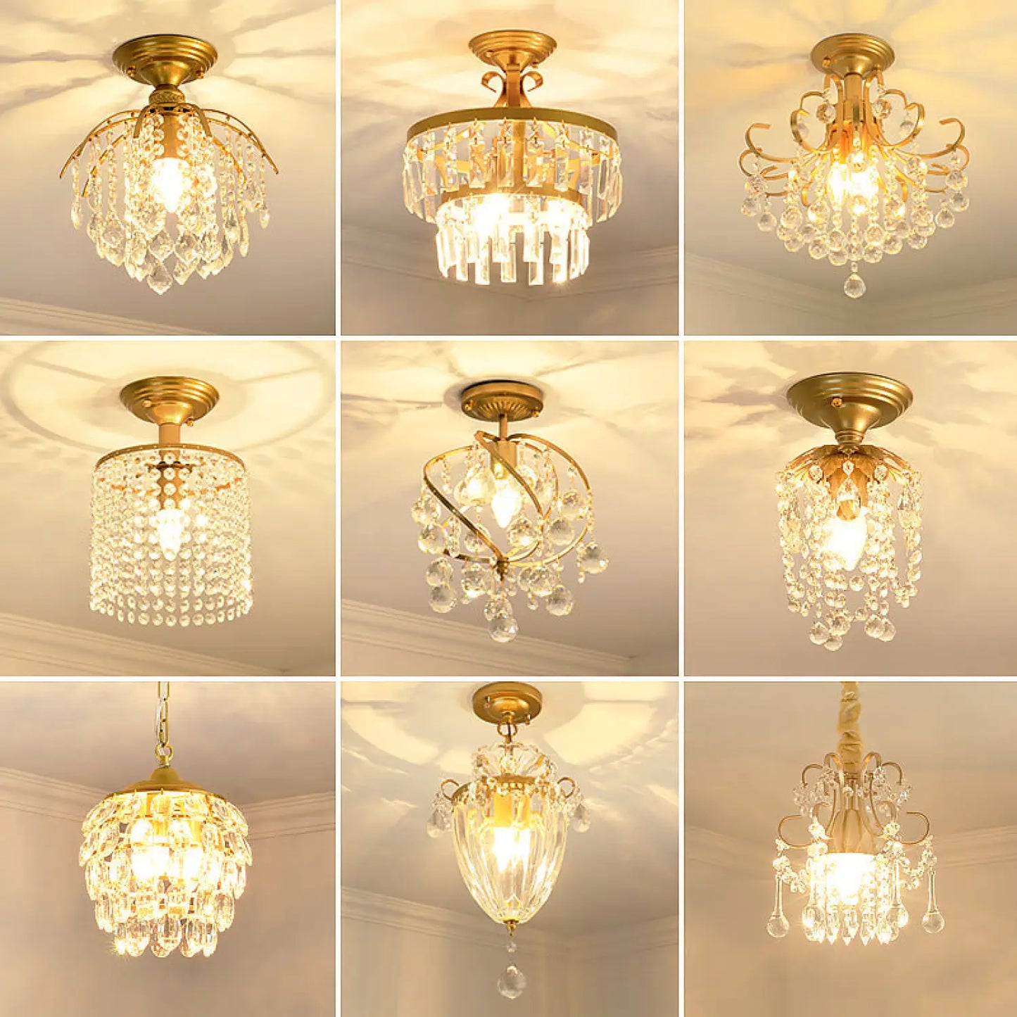 Crystal Chandelier Modern Design with Iron and Elegant Crystal Finish 12V Hanging Light