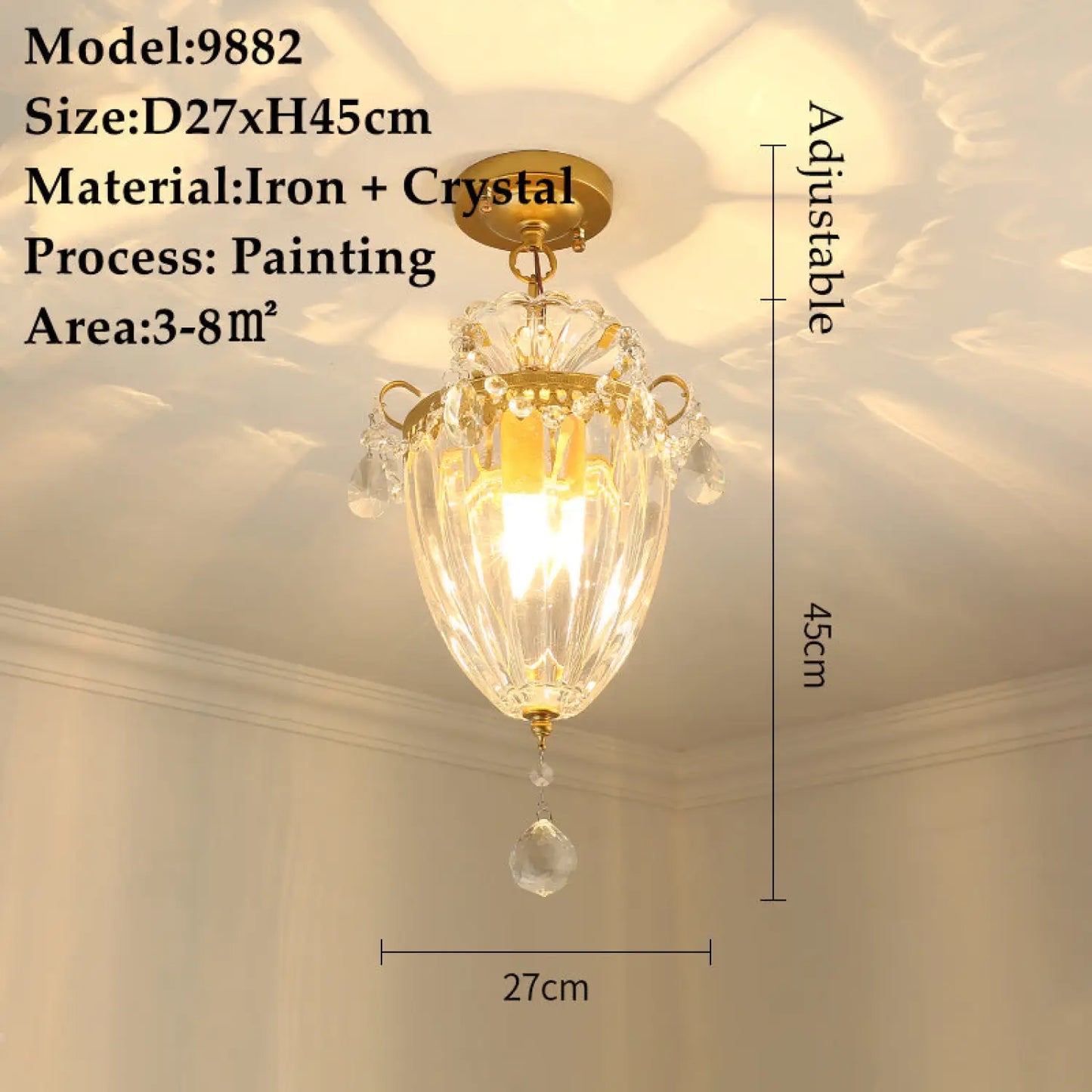 American Small Chandelier Balcony Aisle Corridor Single Head Crystal 6ceiling 1lamp holder / 7W three colors 12V