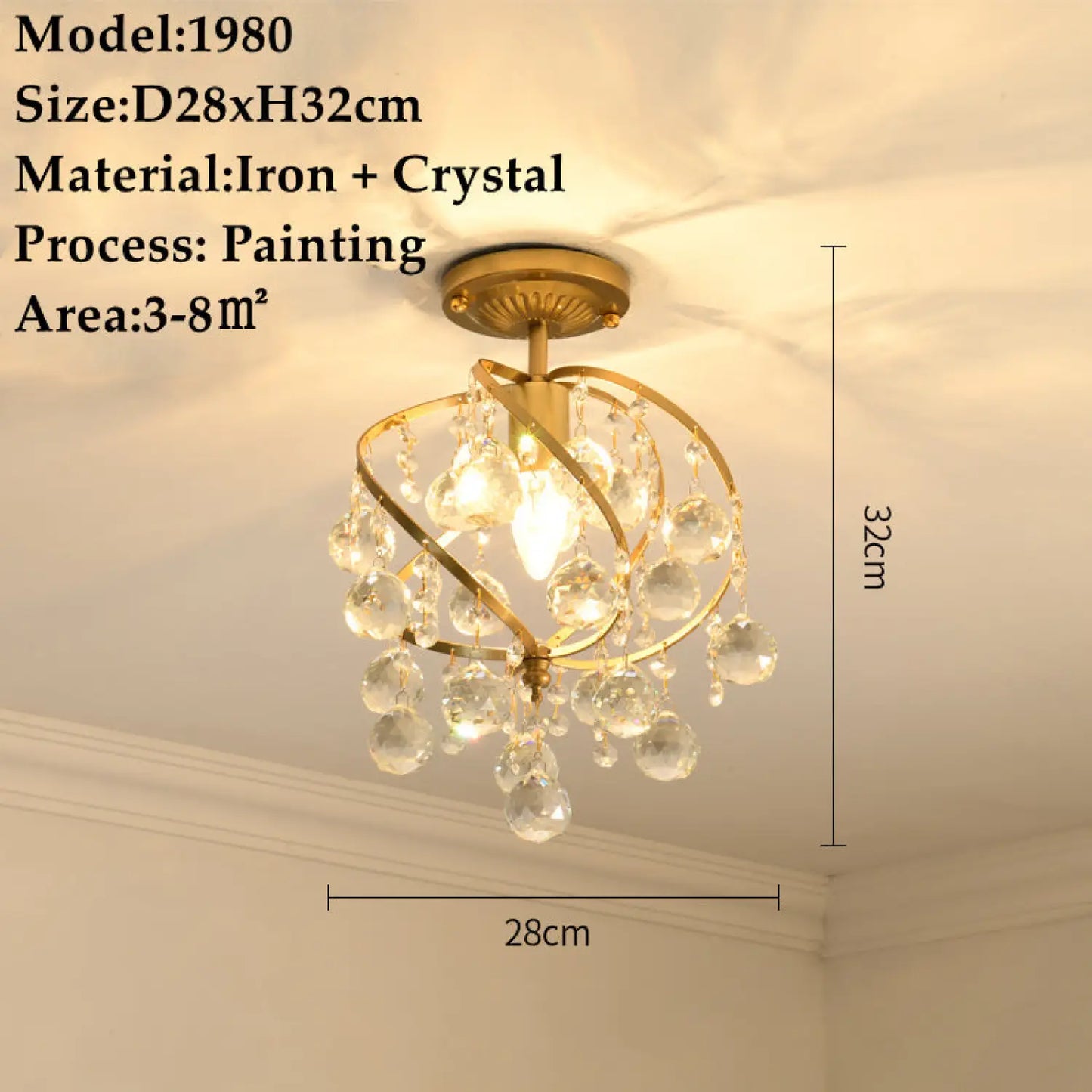 American Small Chandelier Balcony Aisle Corridor Single Head Crystal 4ceiling 1lamp holder / 7W three colors 12V