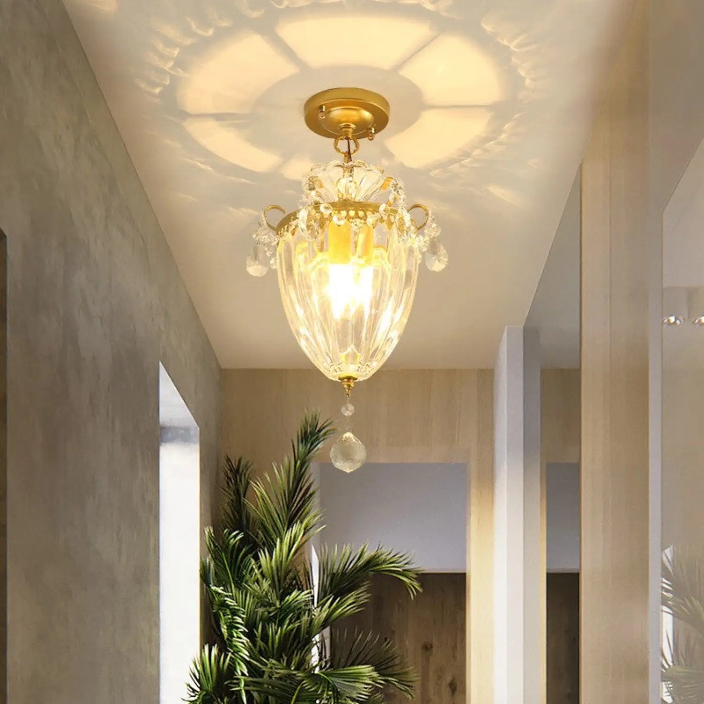 Crystal Chandelier Modern Design with Iron and Elegant Crystal Finish 12V Hanging Light