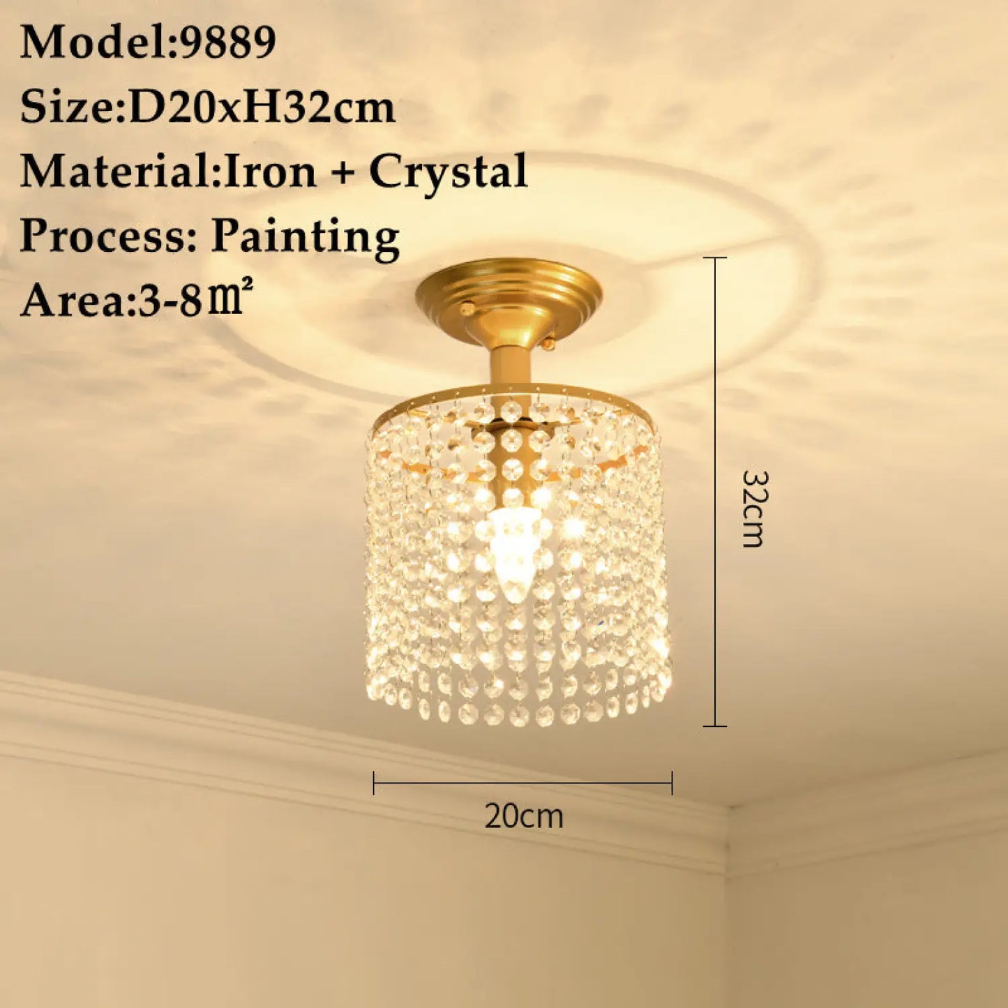 American Small Chandelier Balcony Aisle Corridor Single Head Crystal 3ceiling 1lamp holder / 7W three colors 12V