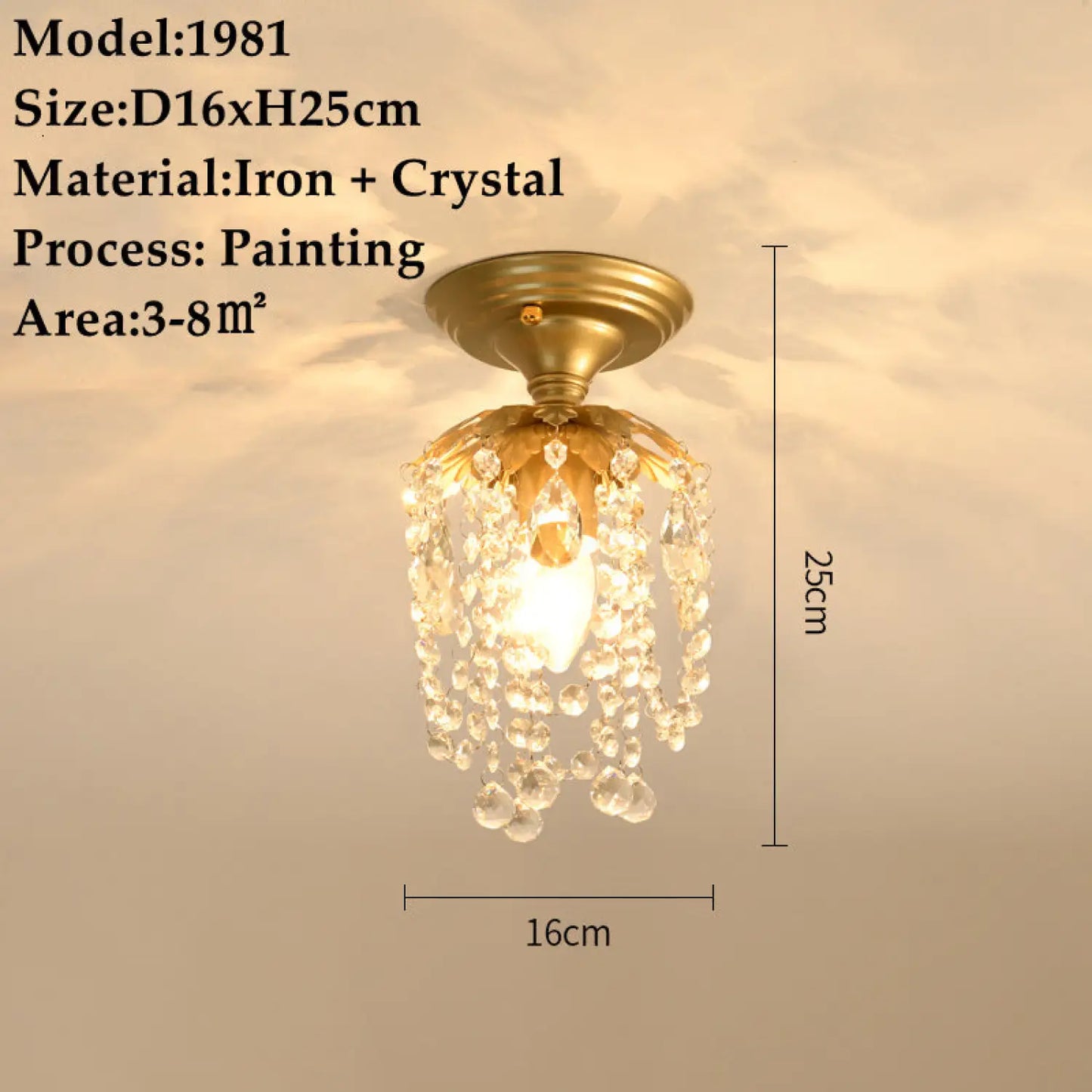 American Small Chandelier Balcony Aisle Corridor Single Head Crystal 1ceiling 1lamp holder / 7W three colors 12V