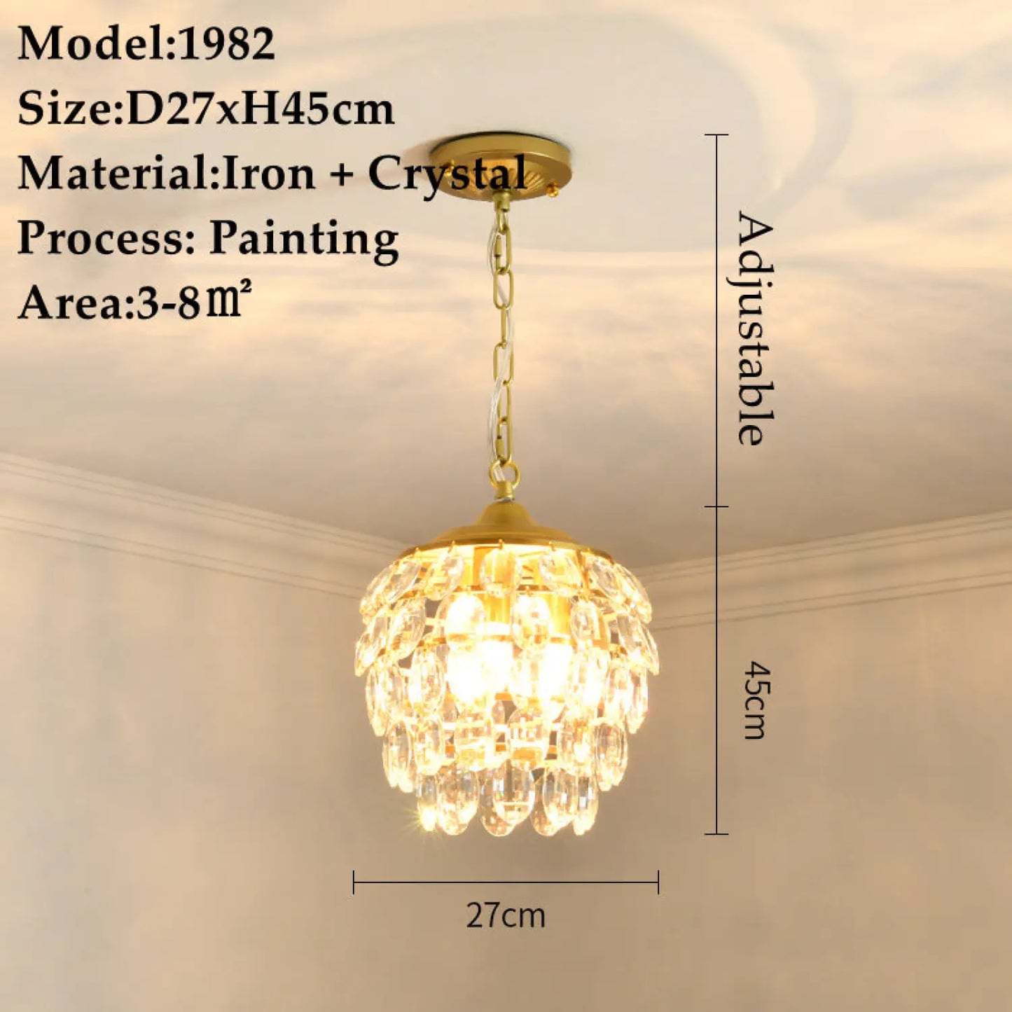 American Small Chandelier Balcony Aisle Corridor Single Head Crystal 2chandeliers 3lamp holders / 7W three colors 12V