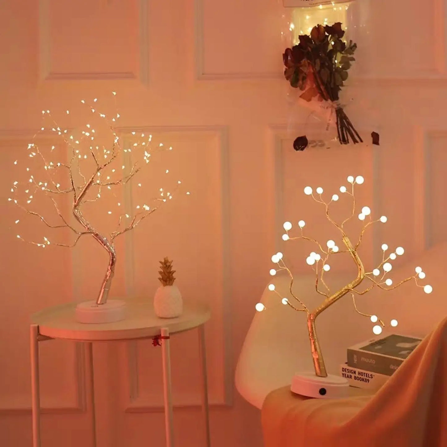 Decorative Bedroom Tree Lights with LED Copper Wire Design - Light Fixture