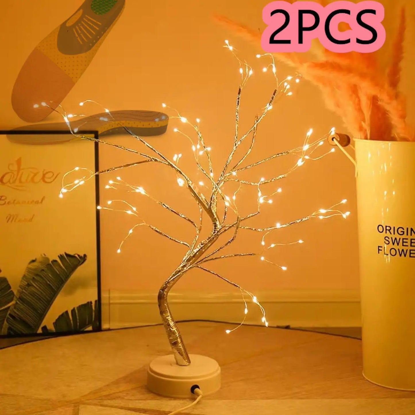Decorative Bedroom Tree Lights with LED Copper Wire Design - Light Fixture