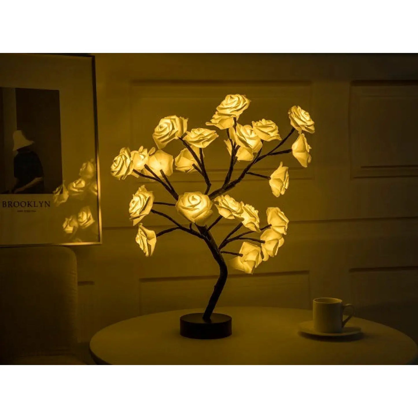 Decorative Flower Lamp with Soft Warm Light for Home Interiors - Black Yellow - Table Lamps