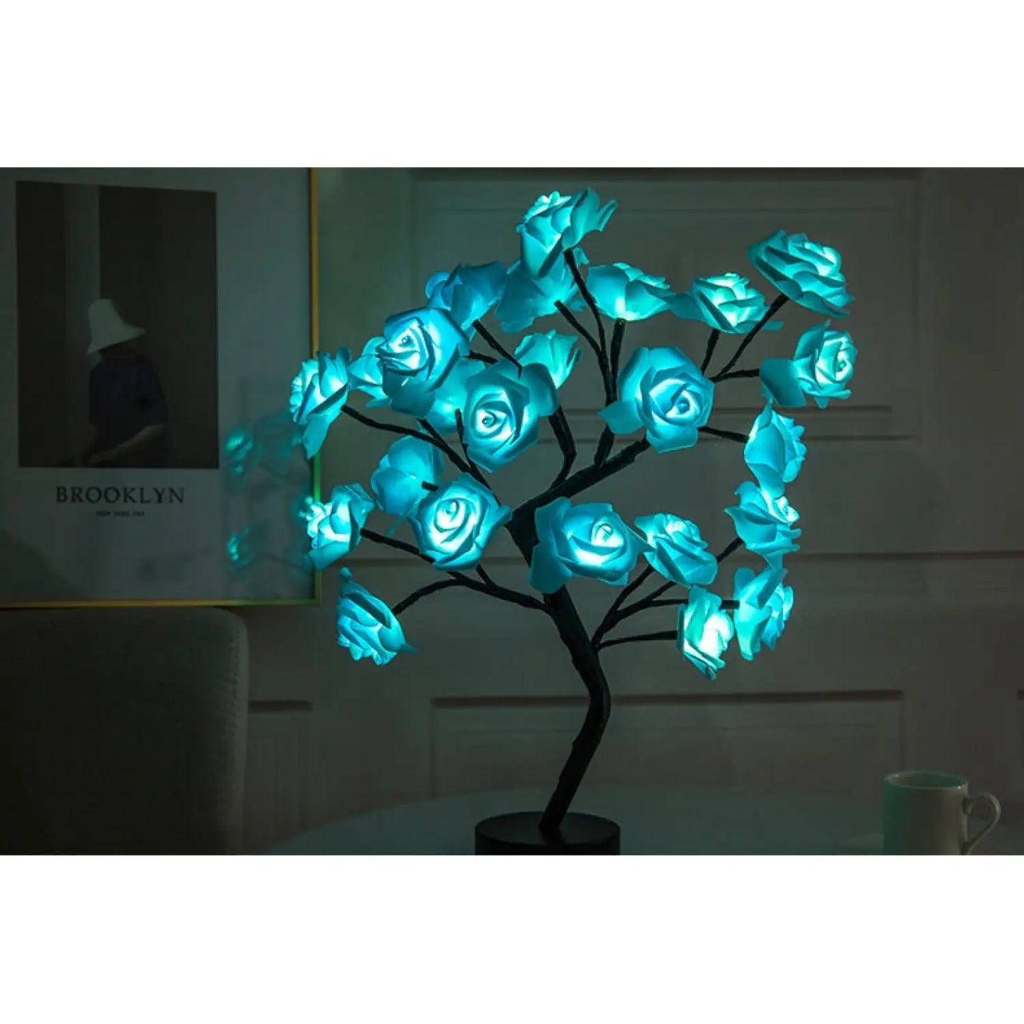 Decorative Flower Lamp with Soft Warm Light for Home Interiors - Blue Black - Table Lamps