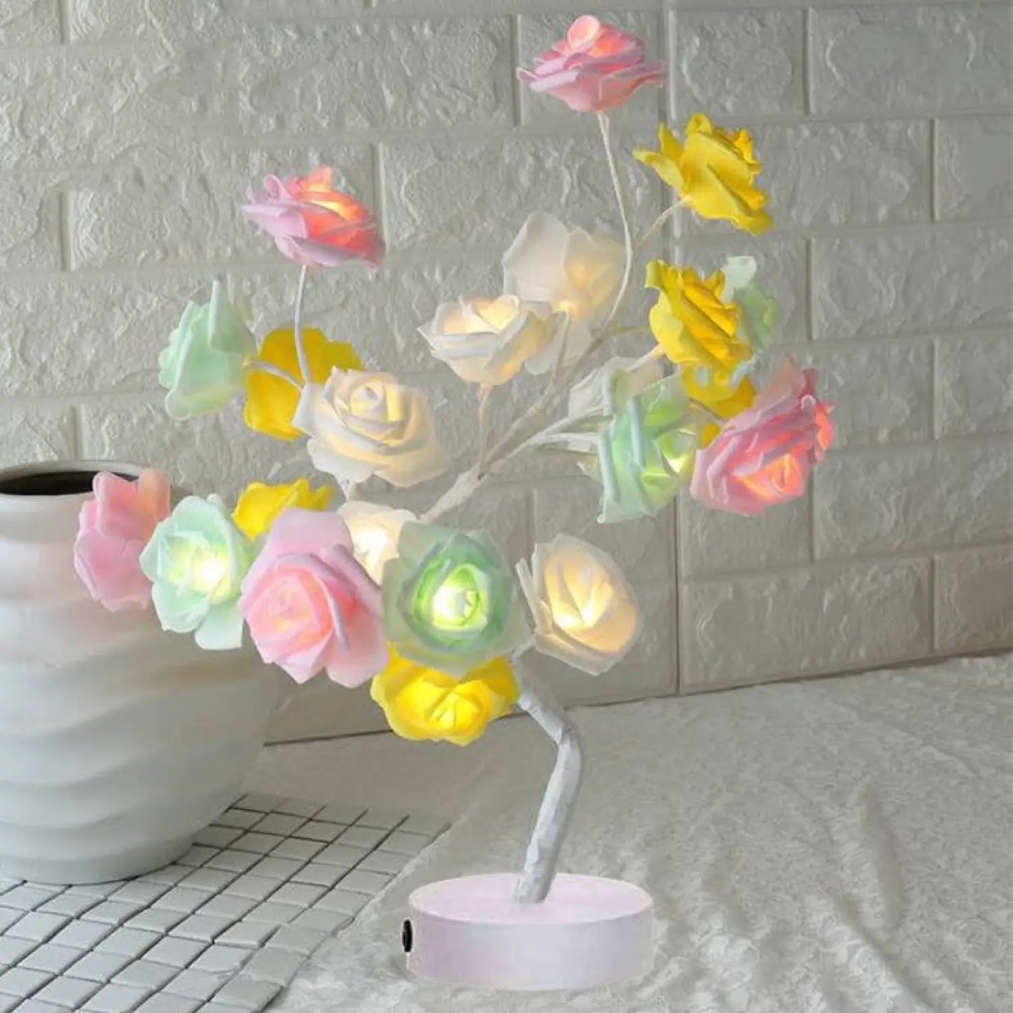 Decorative Flower Lamp with Soft Warm Light for Home Interiors - Color White - Table Lamps