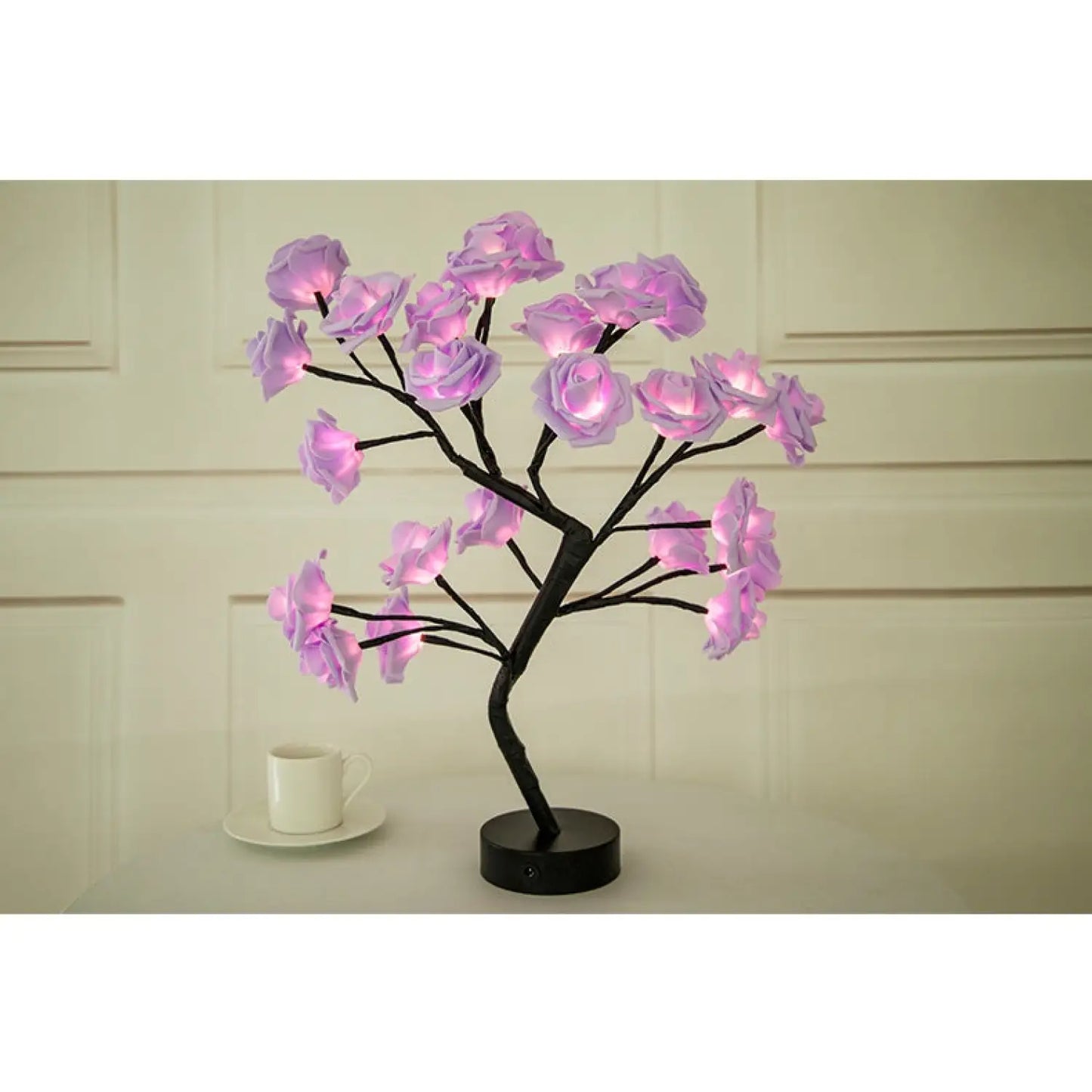Decorative Flower Lamp with Soft Warm Light for Home Interiors - Purple Black - Table Lamps