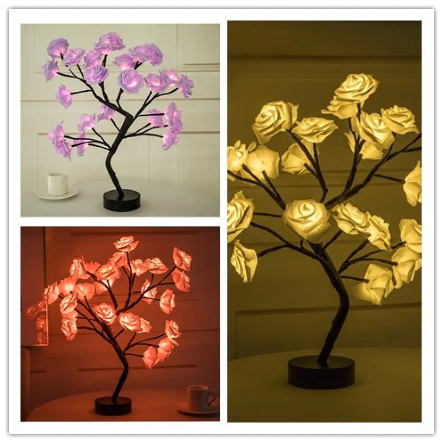 Decorative Flower Lamp with Soft Warm Light for Home Interiors - Set 2 - Table Lamps