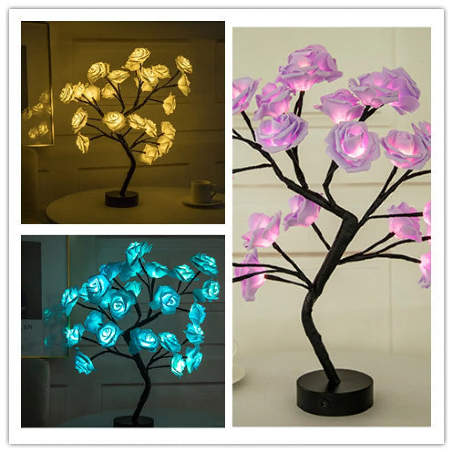 Decorative Flower Lamp with Soft Warm Light for Home Interiors - Set 4 - Table Lamps