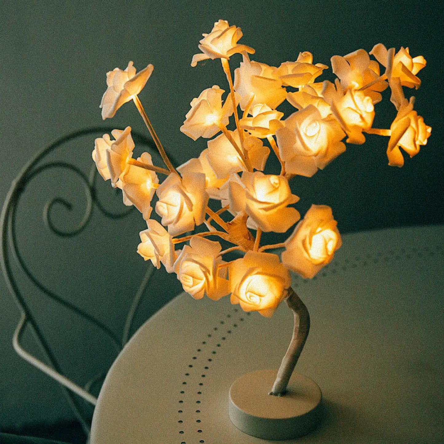 Decorative Flower Lamp with Soft Warm Light for Home Interiors - White - Table Lamps