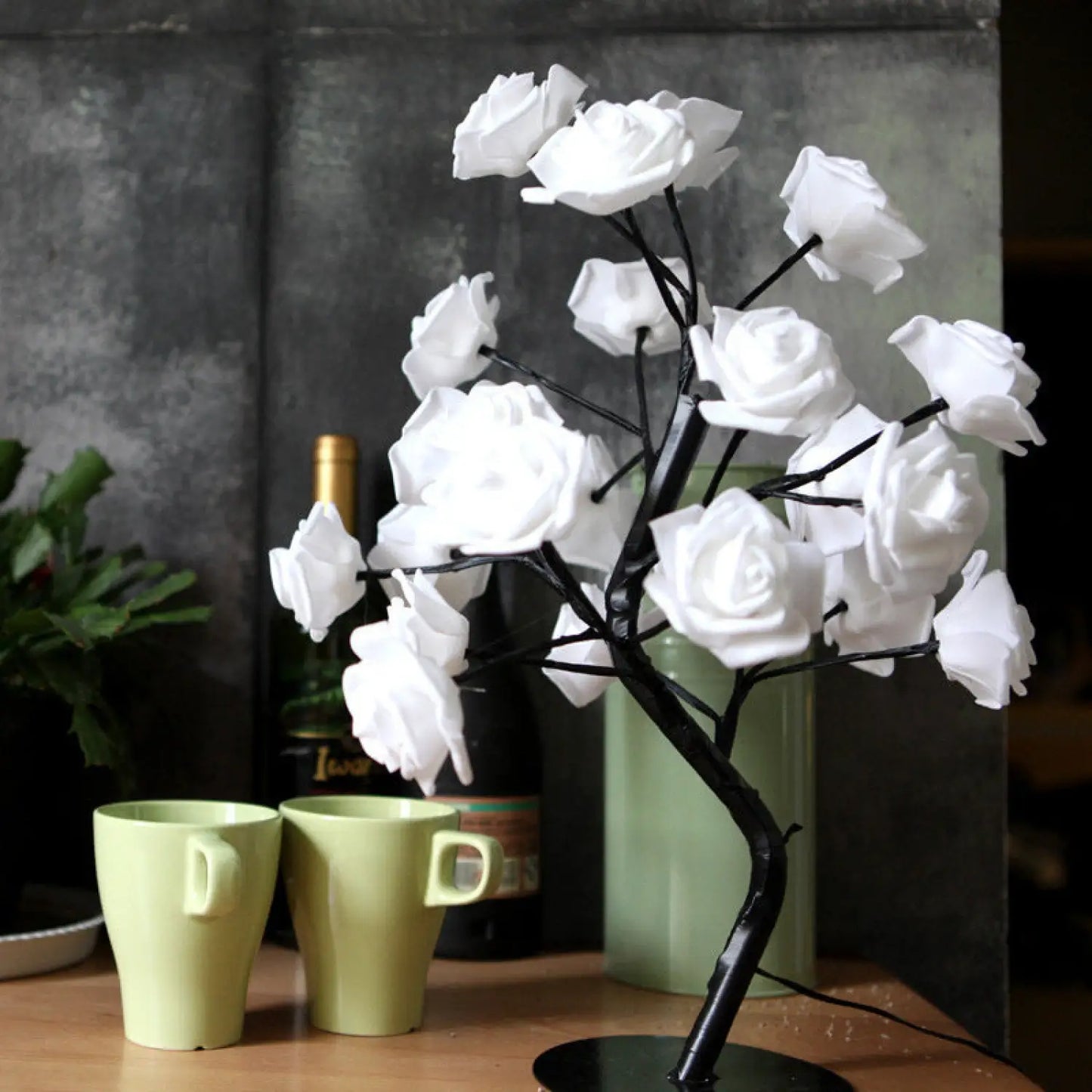 Decorative Flower Lamp with Soft Warm Light for Home Interiors - White Black - Table Lamps
