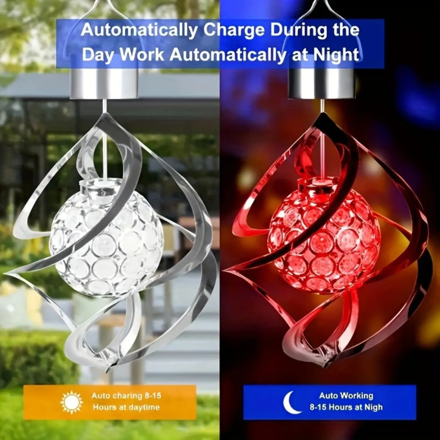 Decorative Solar Hanging Light with Spinner & Color-Changing LEDs - Multi Color - Hanging Light