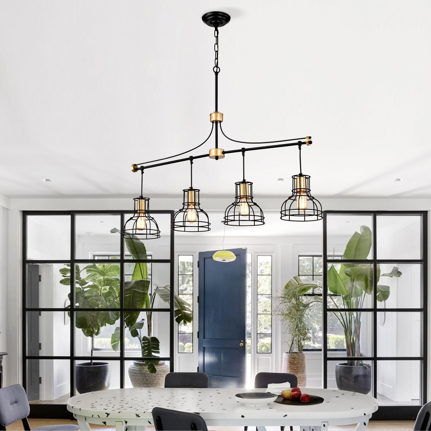 Dining Room Light Fixture Chandelier Over Table 40 Inch Hanging For Farmhouse Linear Chandeliers,4 Light Kitchen Island
