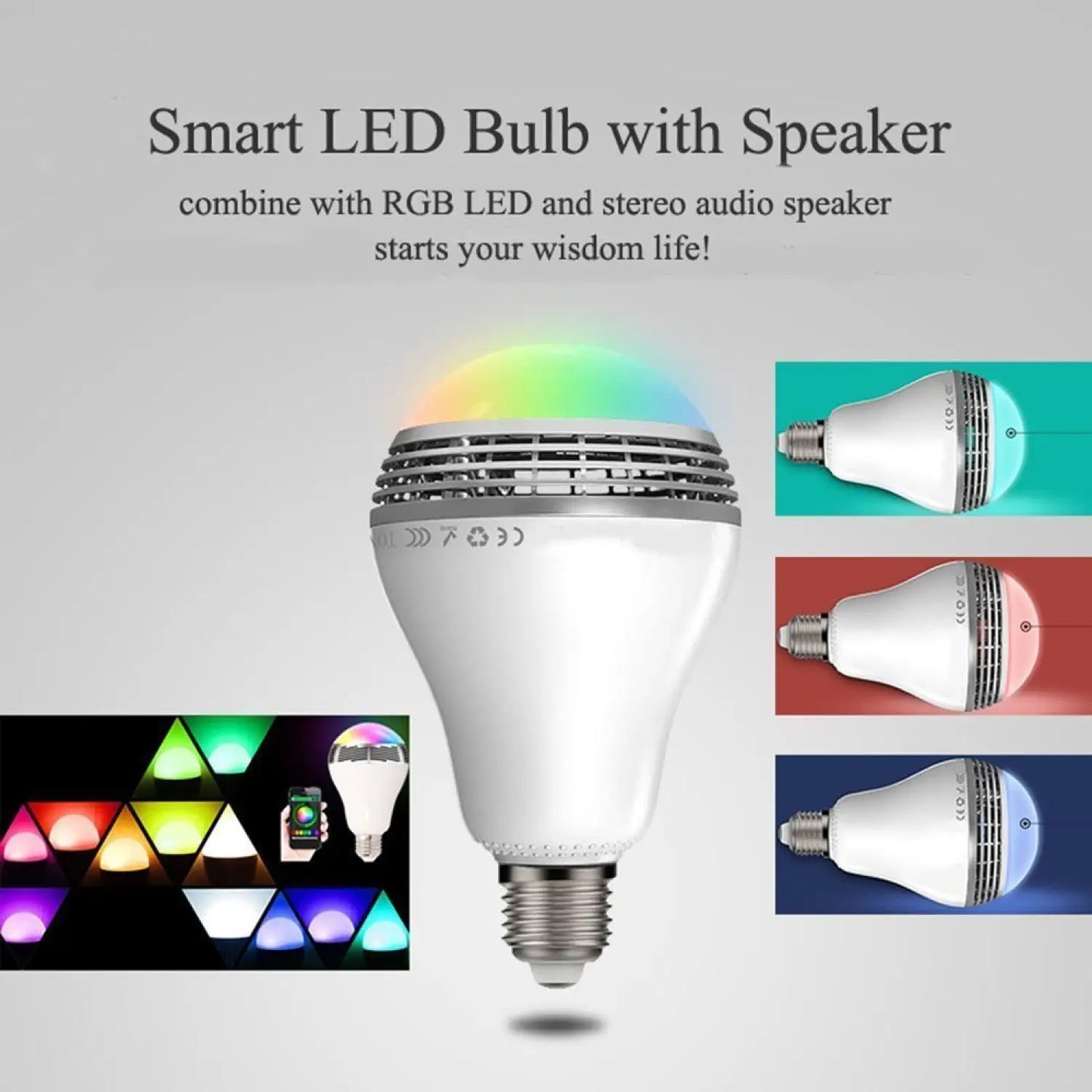 Bluetooth Speaker Smart LED Light Bulb - E27 Multi-Color - RGB - 12V Hanging Light