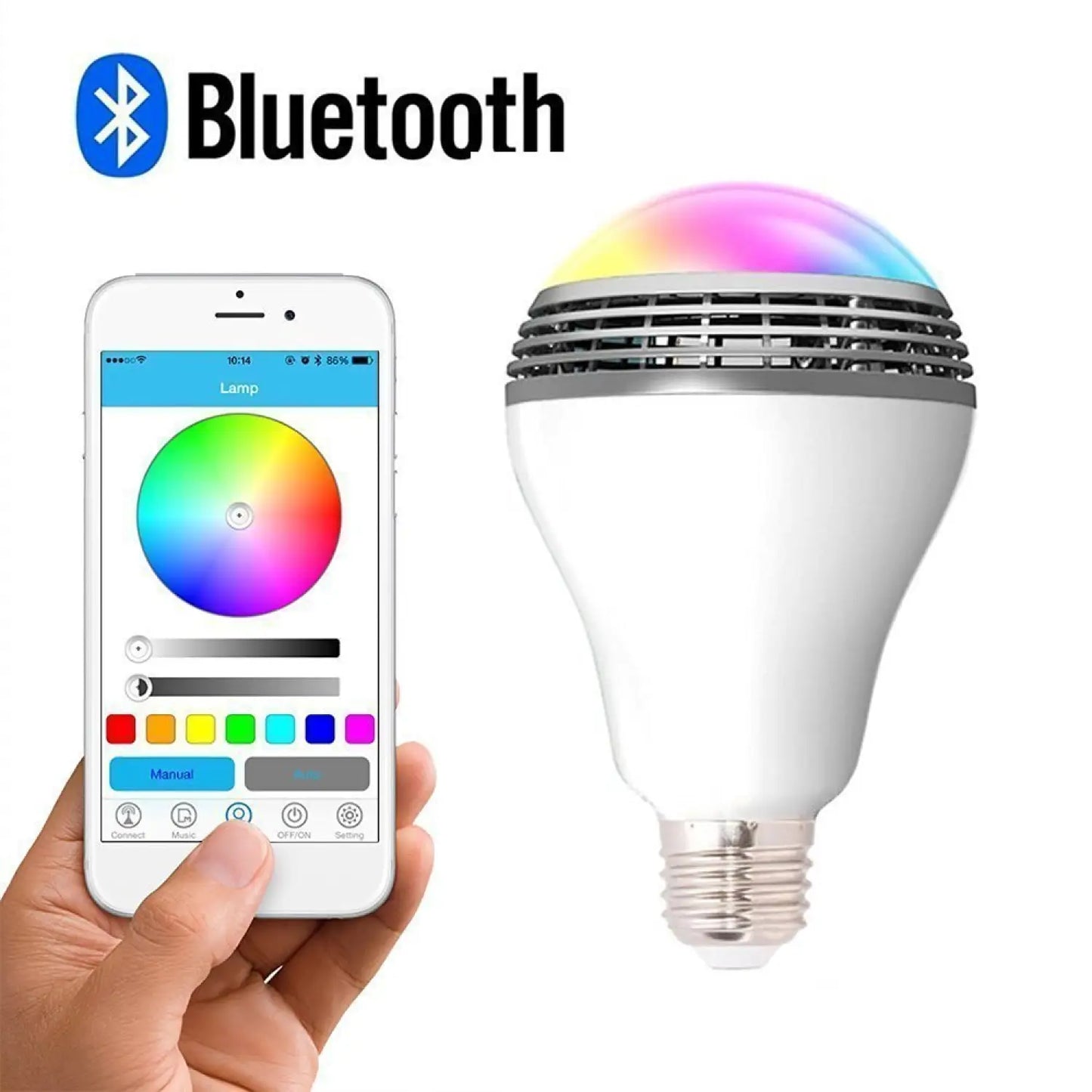 Bluetooth Speaker Smart LED Light Bulb - E27 Multi-Color - RGB - 12V Hanging Light