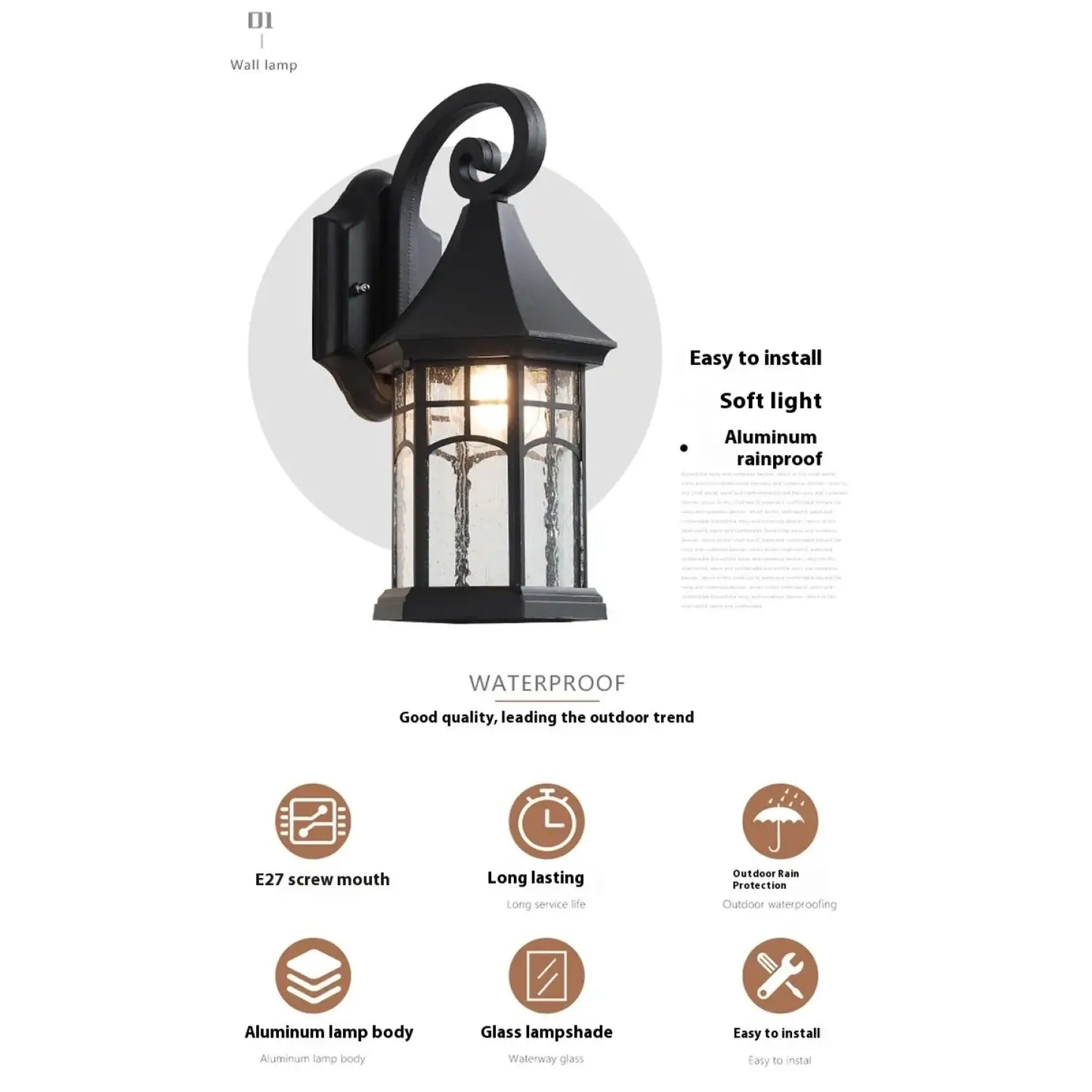 Elegant Sand Black Wall Lamp Decorative with LED and Bubble Glass Finish Sand Black 12V Hanging Light