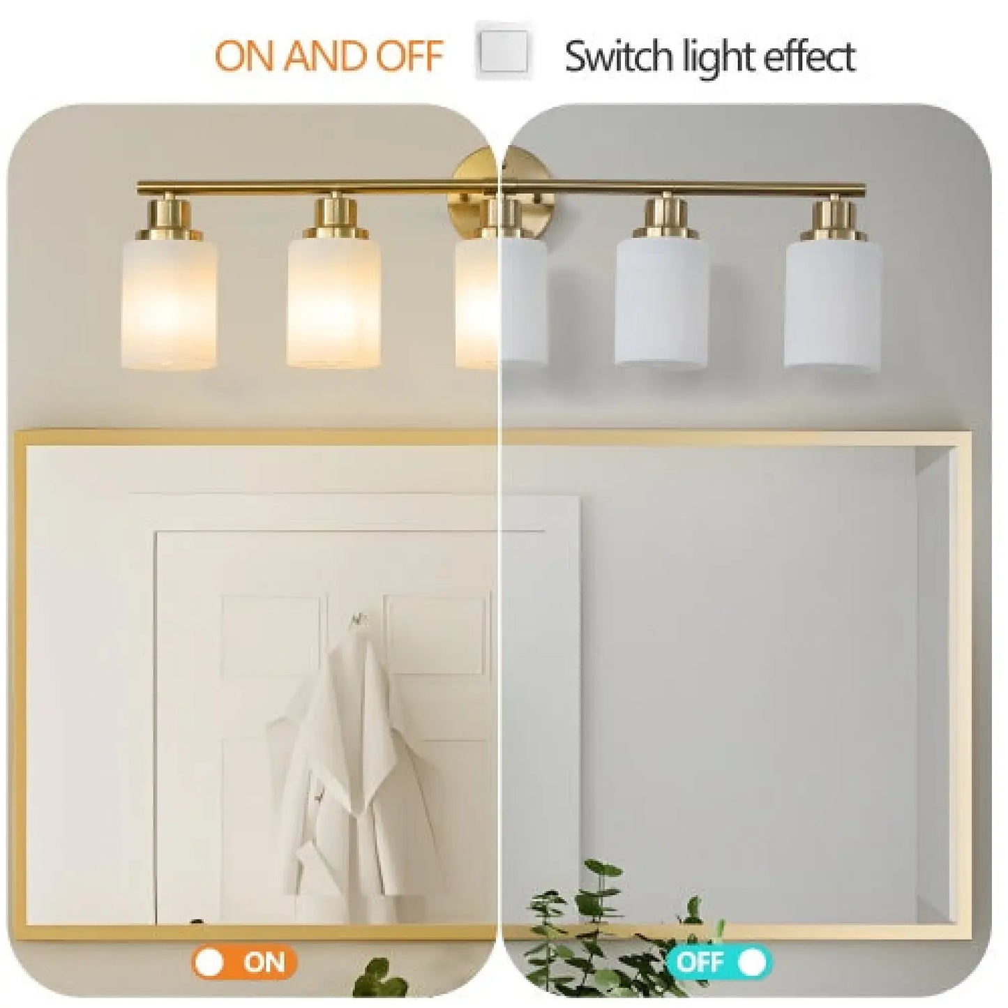 Elegant Vanity Lights for Bathroom in Gold with 5 Lights Fixture - Golden - 12V Hanging Light