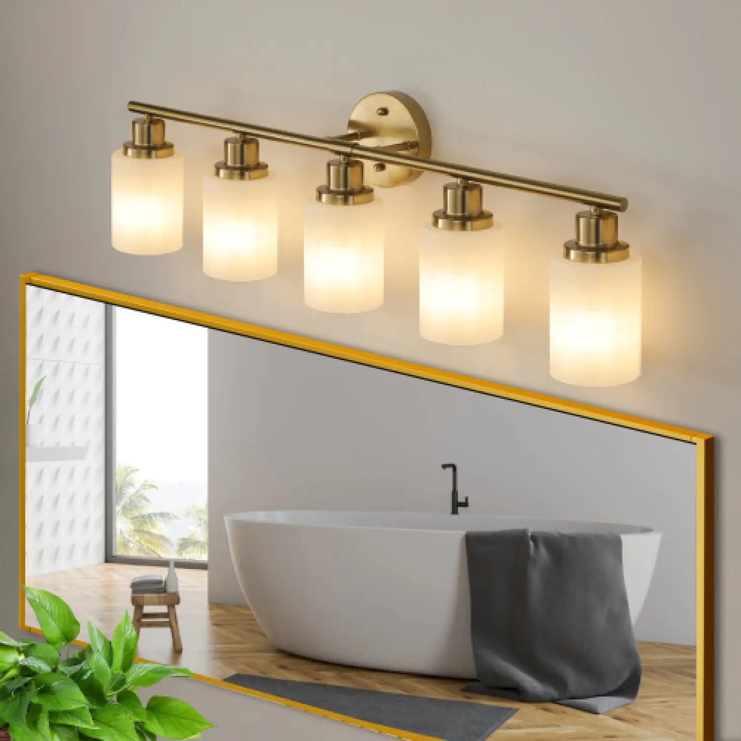 Elegant Vanity Lights for Bathroom in Gold with 5 Lights Fixture - Golden - 12V Hanging Light