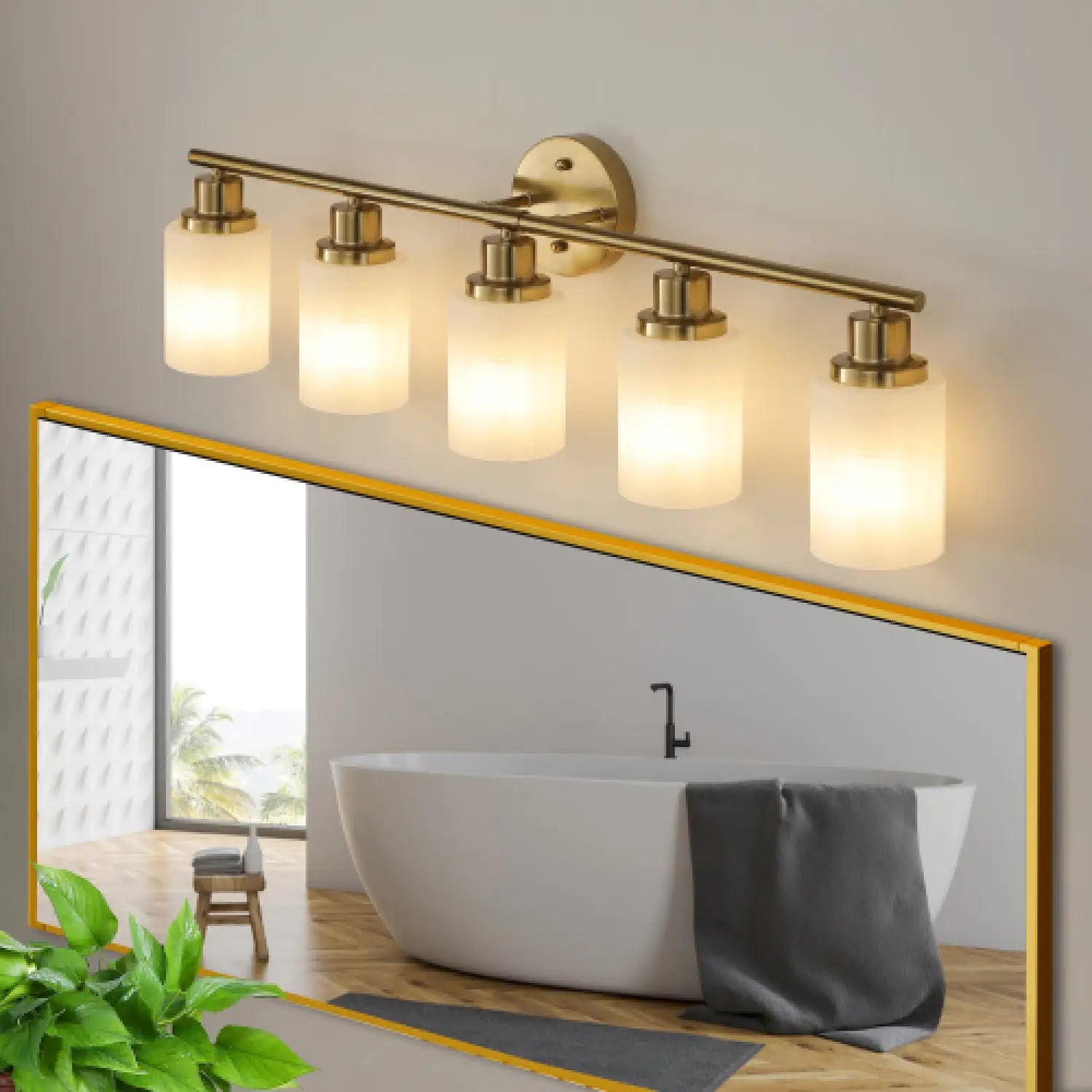 Elegant Vanity Lights for Bathroom in Gold with 5 Lights Fixture - Golden - 12V Hanging Light