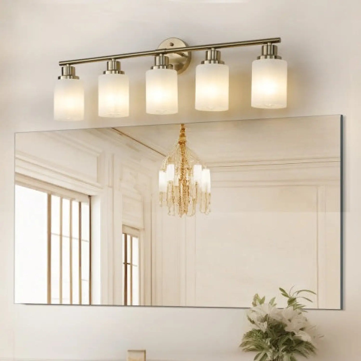 Elegant Vanity Lights for Bathroom in Gold with 5 Lights Fixture - Golden - 12V Hanging Light