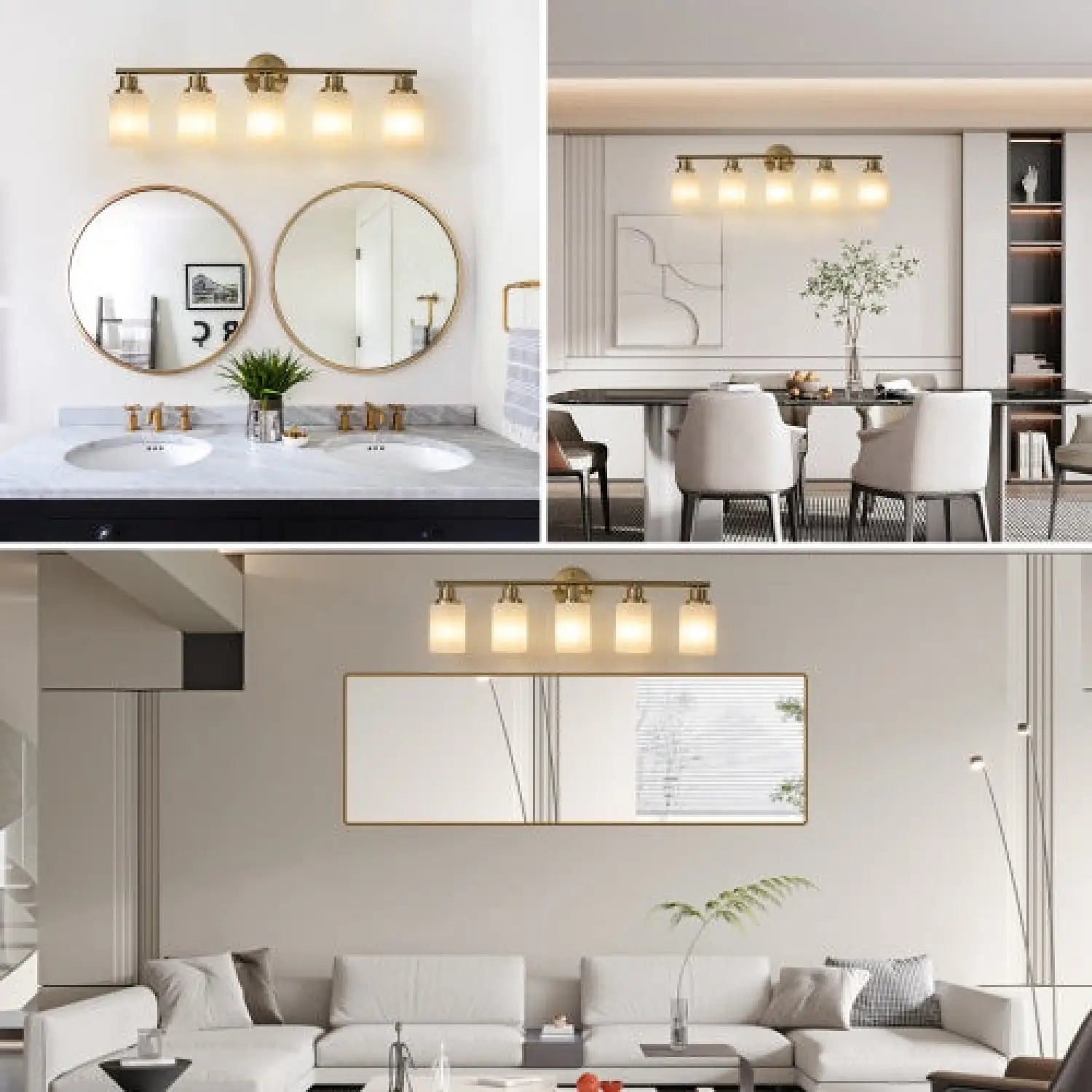 Elegant Vanity Lights for Bathroom in Gold with 5 Lights Fixture - Golden - 12V Hanging Light