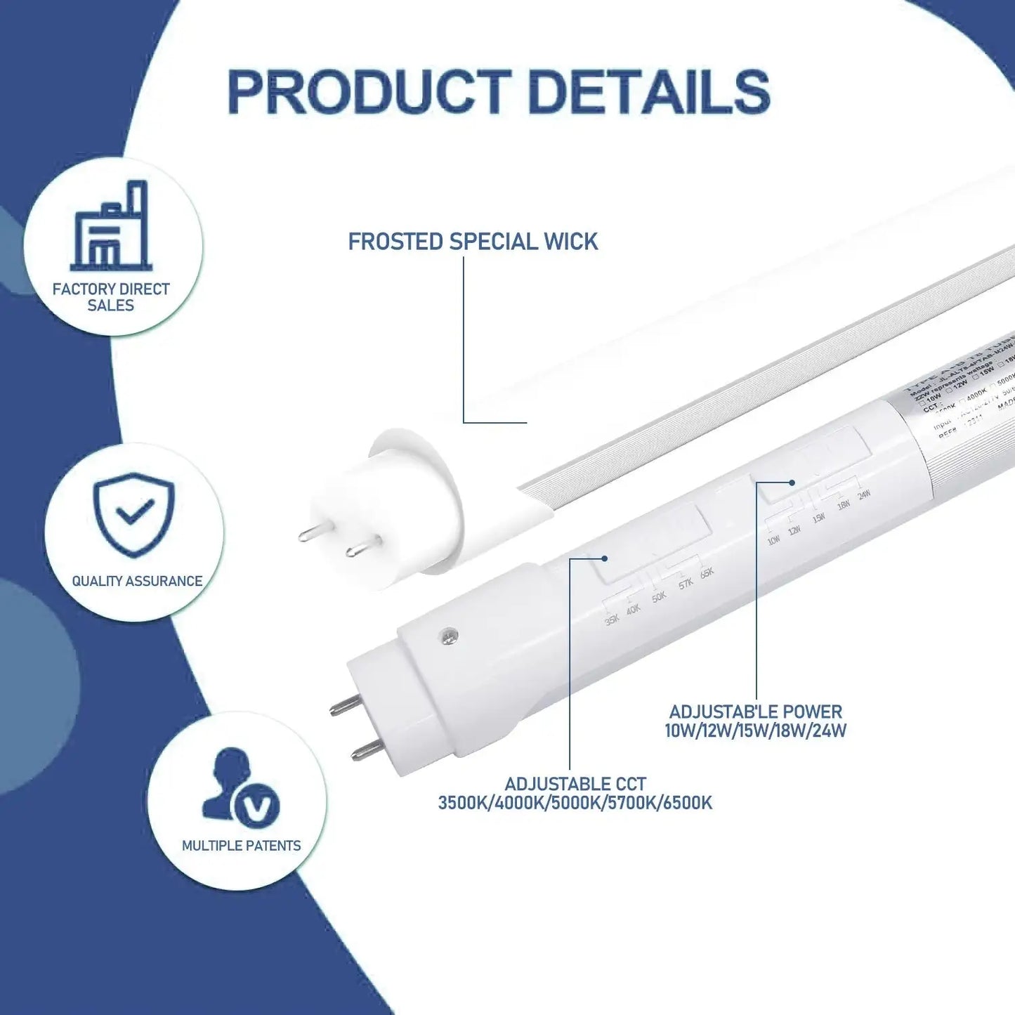 30 Pcs Led Shop Tube Light 4ft 10W 12W 15W 18W 22W With 5CCT And 5Power Tunable Aluminum G13 T8 LED Tube Light 12V