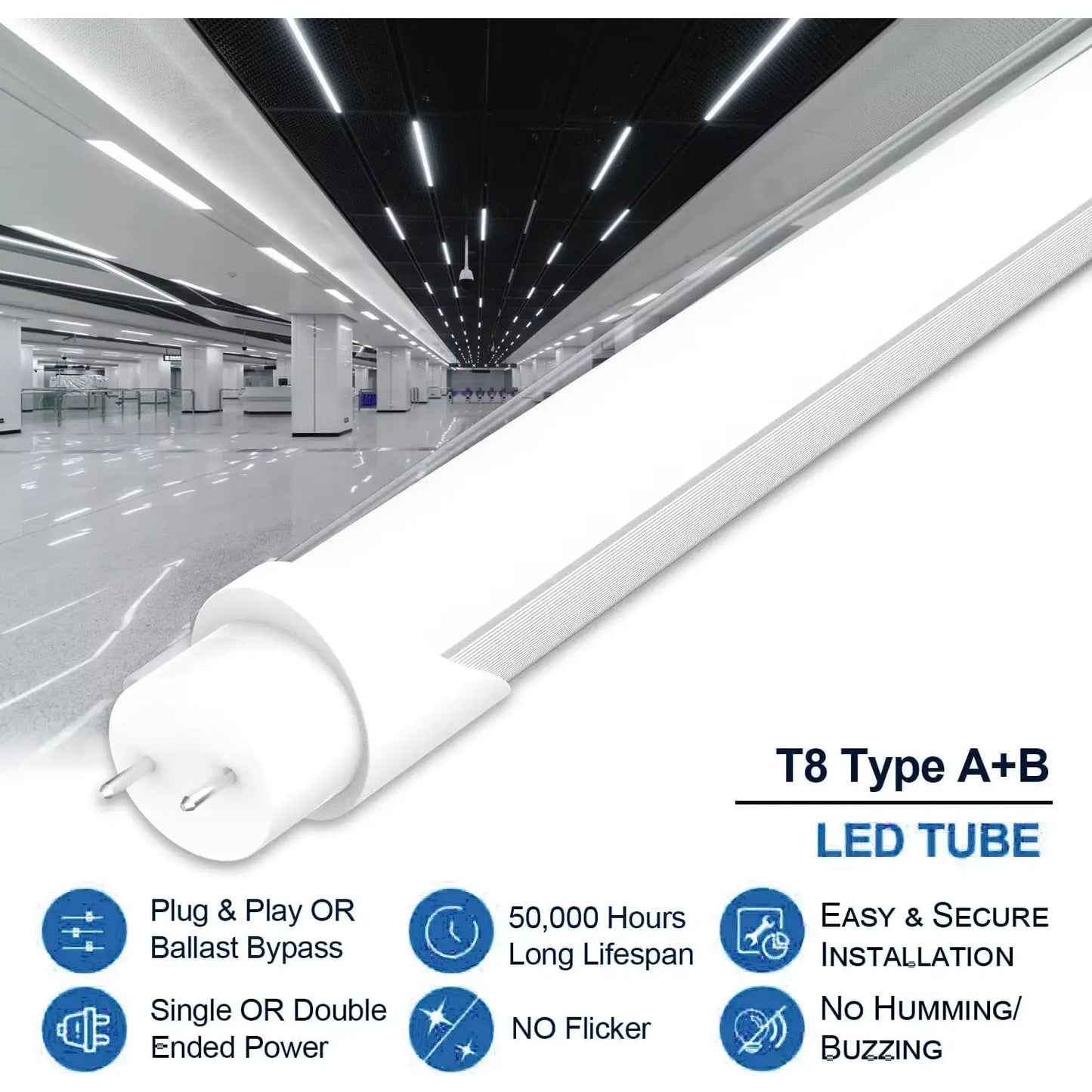 30 Pcs Led Shop Tube Light 4ft 10W 12W 15W 18W 22W With 5CCT And 5Power Tunable Aluminum G13 T8 LED Tube Light 12V
