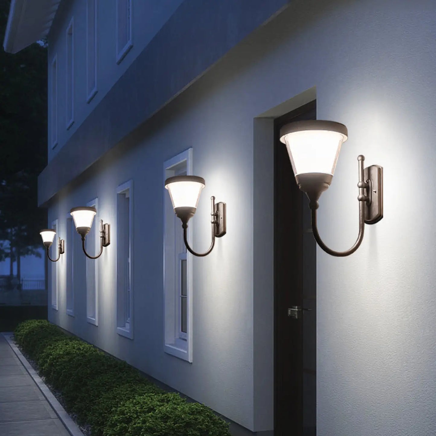 Energy Saving Solar Powered Wall Lights for Outdoor Courtyard Areas - Black Solar Powered Model - Solar Light