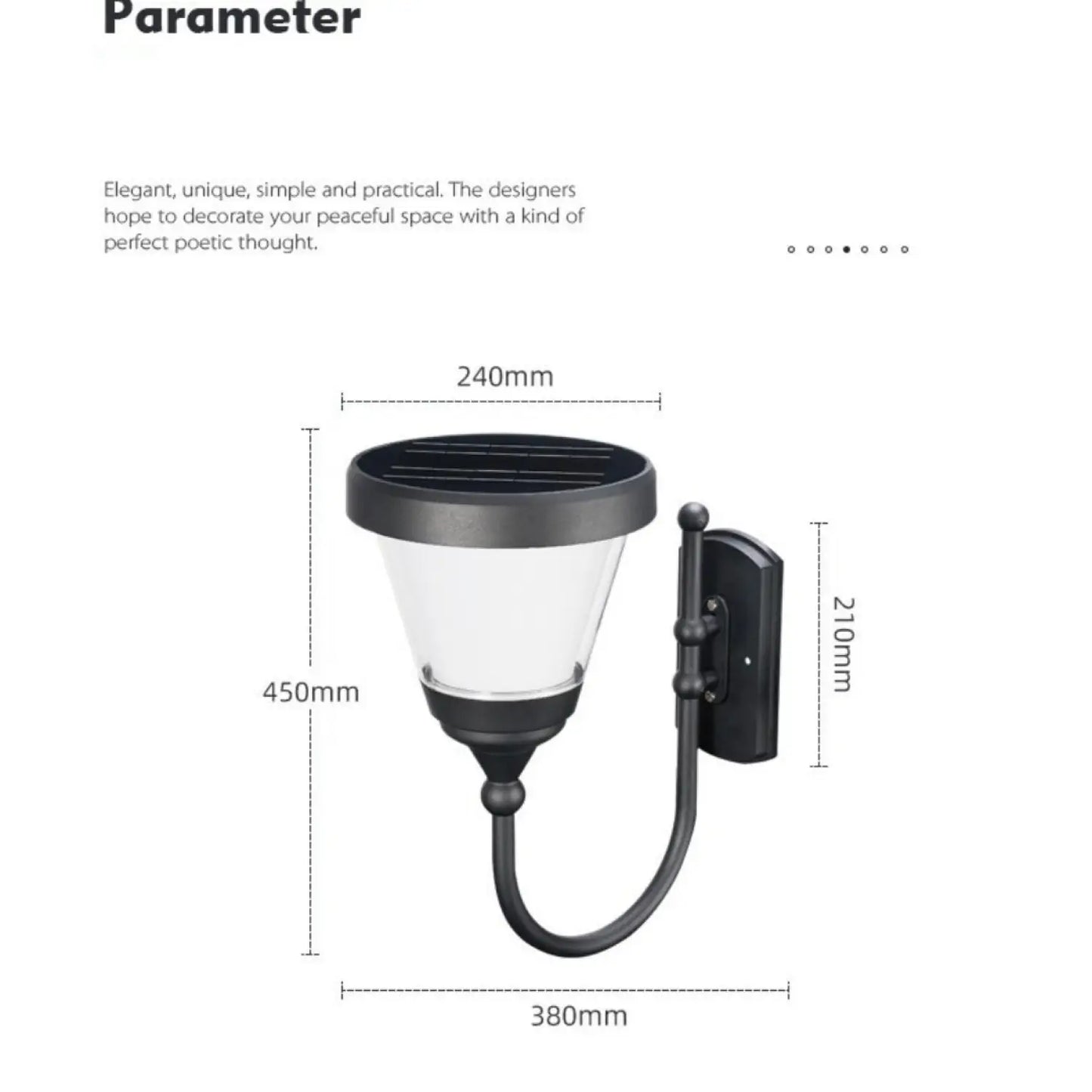 Energy Saving Solar Powered Wall Lights for Outdoor Courtyard Areas - Black Solar Powered Model - Solar Light