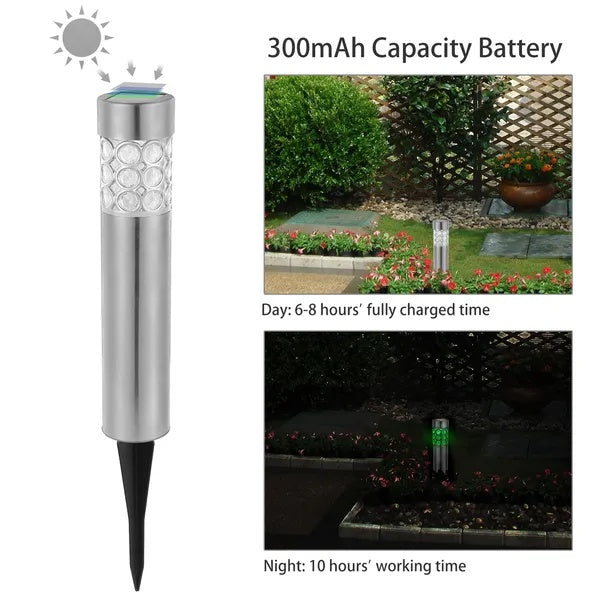Garden Solar Lamps with RGB Lighting and Stainless Steel Build - Silver - 12V Hanging Light