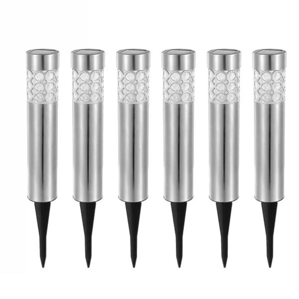 Garden Solar Lamps with RGB Lighting and Stainless Steel Build - Silver - Solar Light