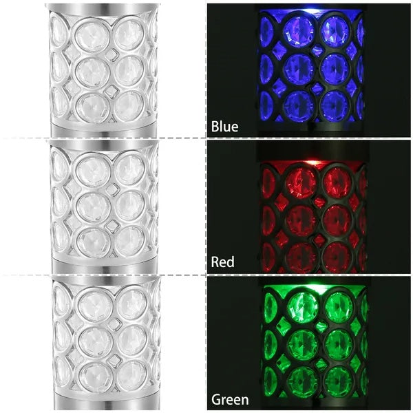 Garden Solar Lamps with RGB Lighting and Stainless Steel Build - Silver - 12V Hanging Light
