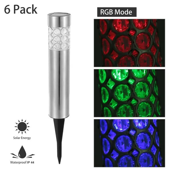 Garden Solar Lamps with RGB Lighting and Stainless Steel Build - Silver - 12V Hanging Light