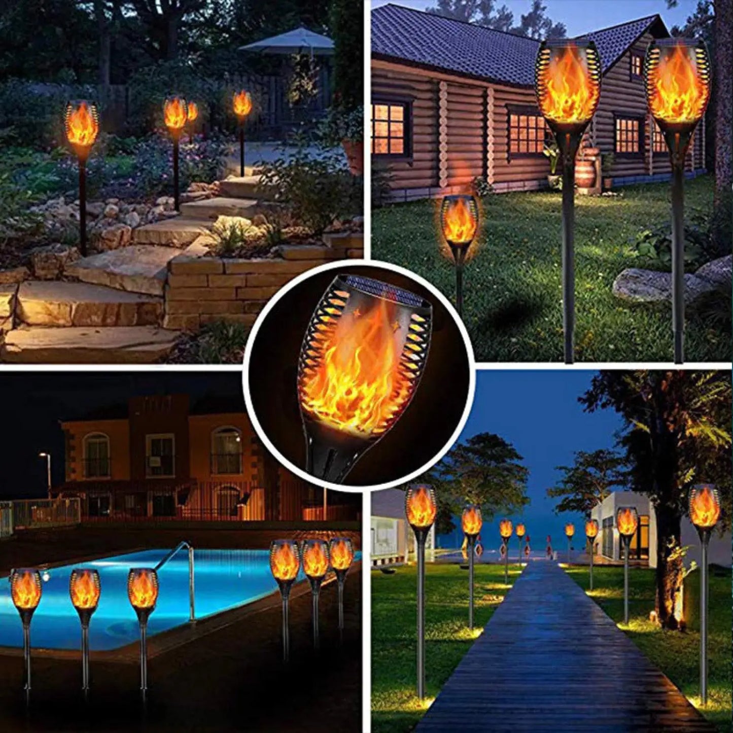 Garden Solar Light with 96 LEDs Torch Effect for Outdoor Landscape Decor - 12V Hanging Light