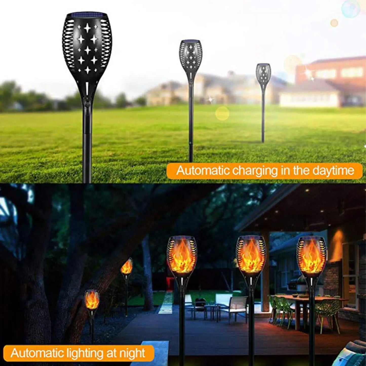 Garden Solar Light with 96 LEDs Torch Effect for Outdoor Landscape Decor - 12V Hanging Light