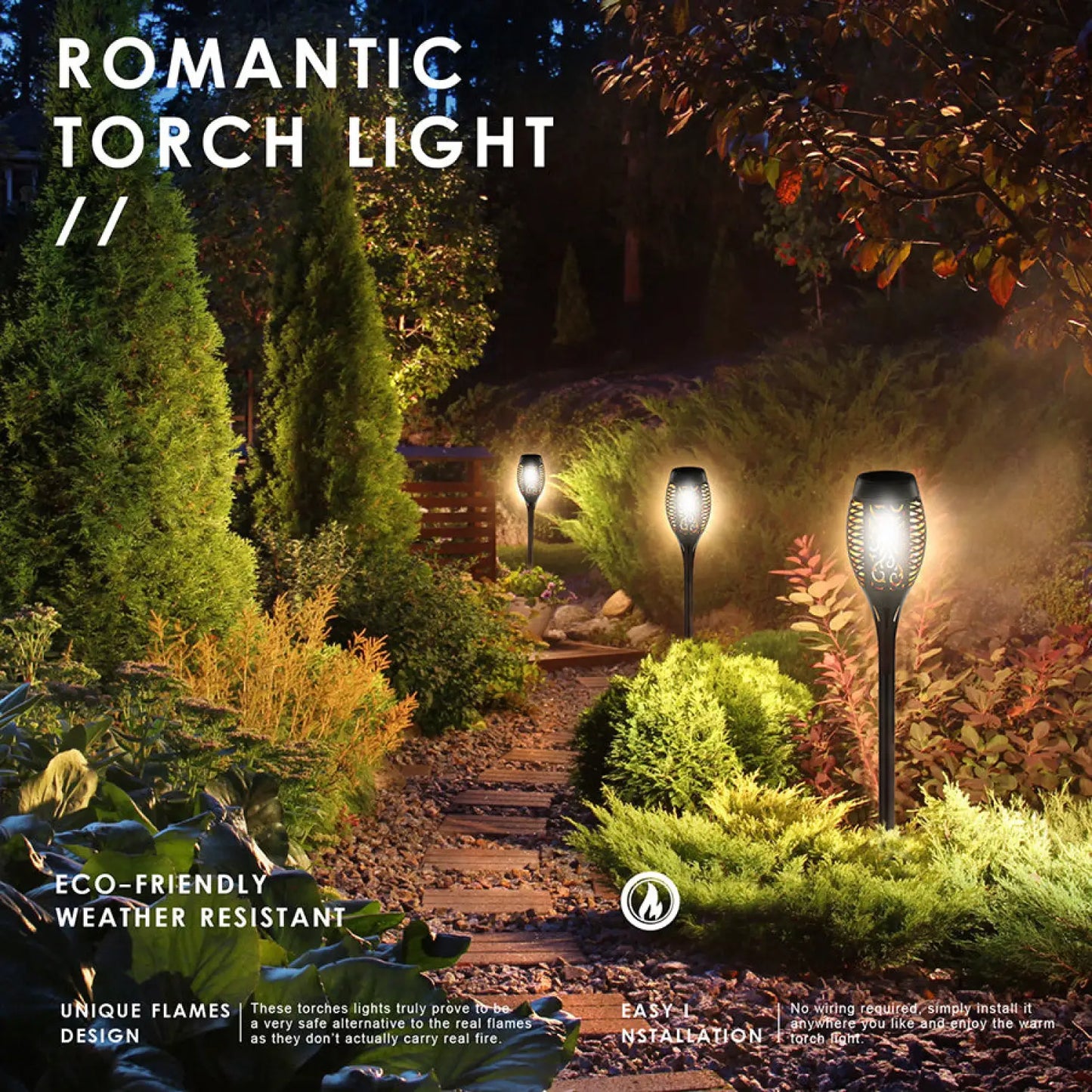 Garden Solar Light with 96 LEDs Torch Effect for Outdoor Landscape Decor - 12V Hanging Light