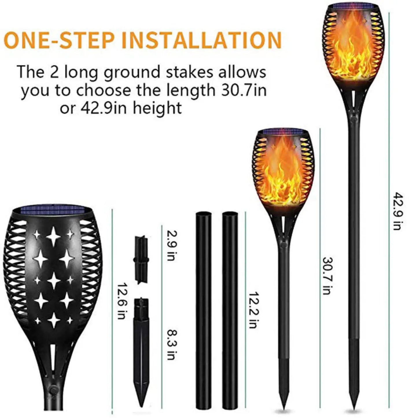 Garden Solar Light with 96 LEDs Torch Effect for Outdoor Landscape Decor - 12V Hanging Light