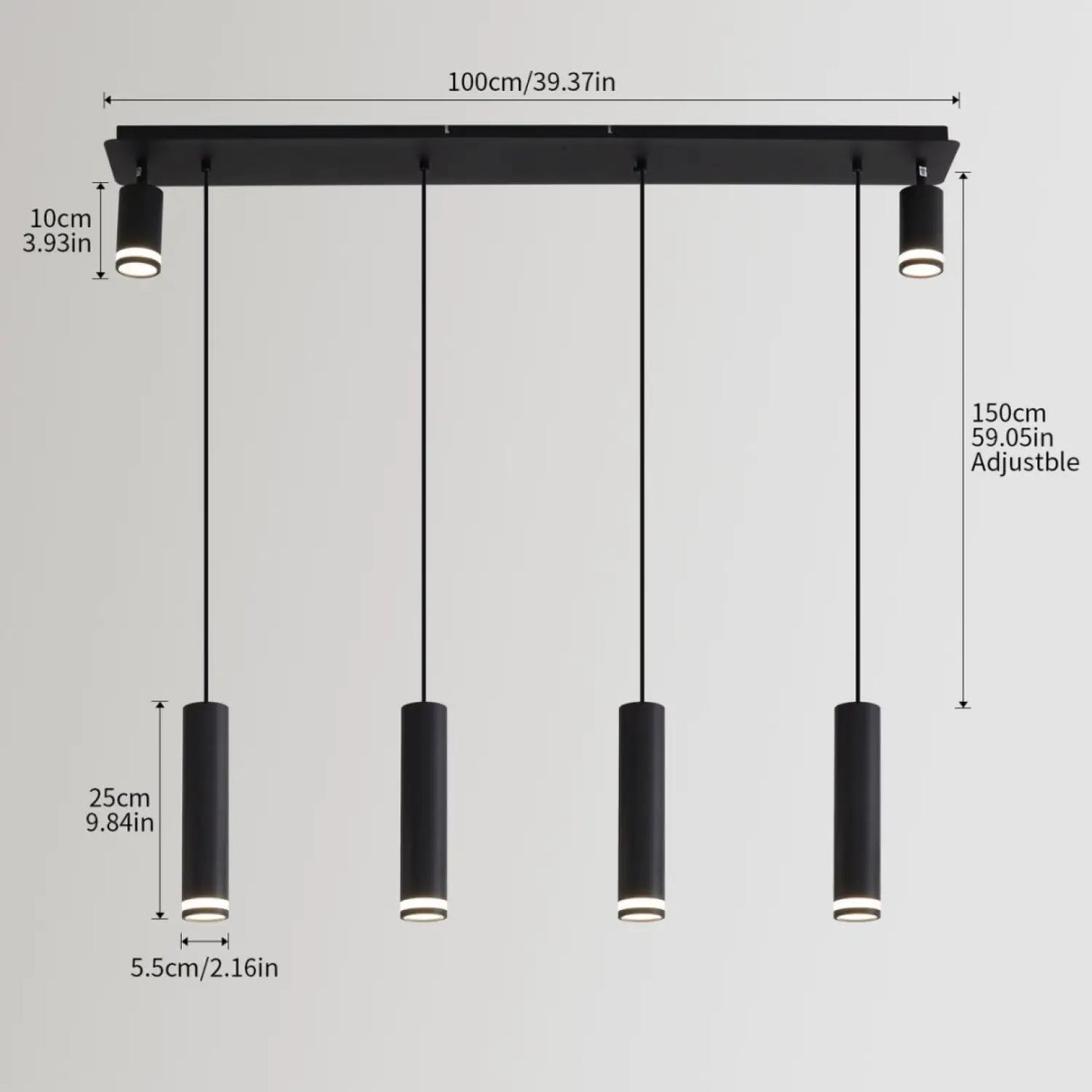 Angelina 6 Light Matte Black Kitchen Island Pendant No Bulb Black 12V Hanging Light