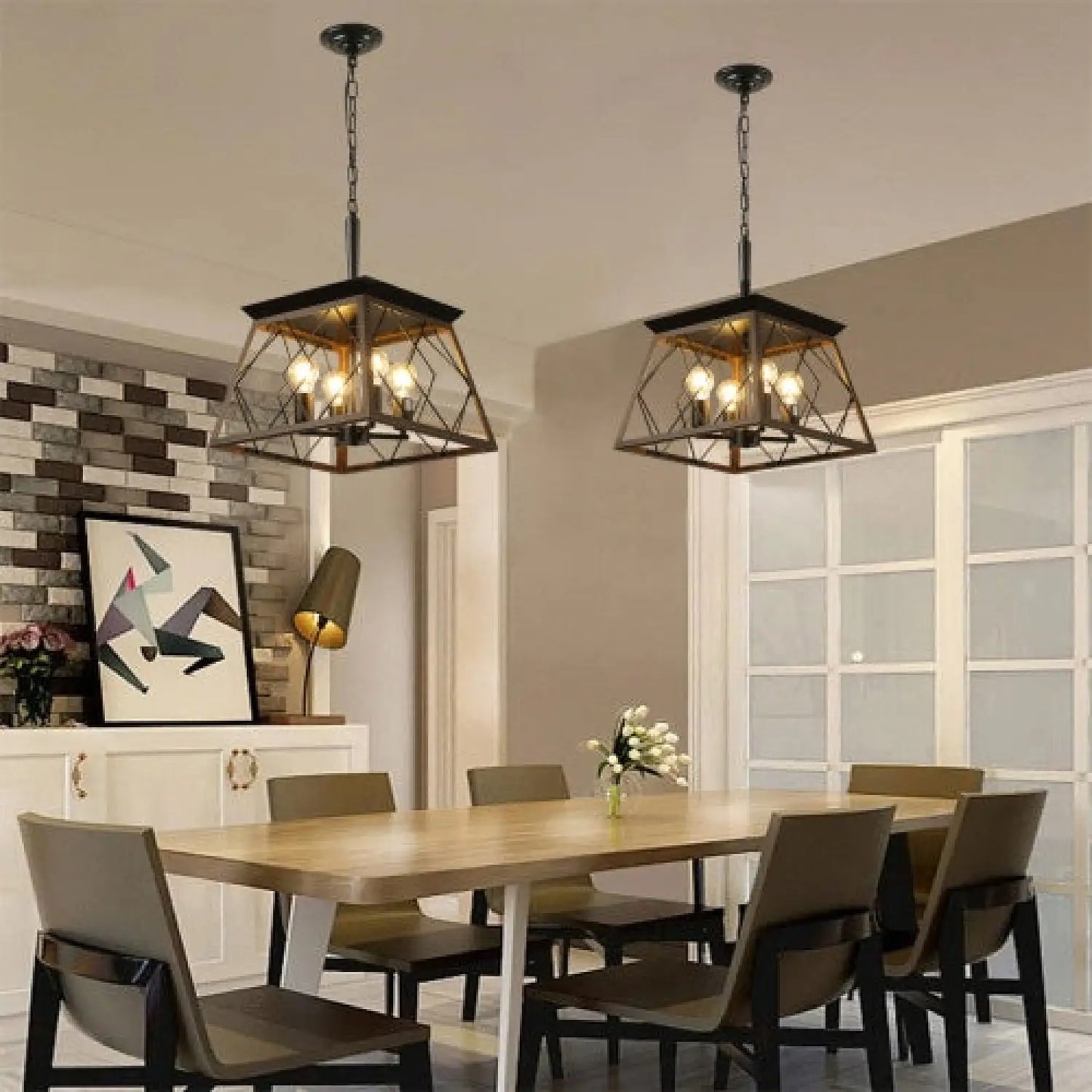 Hanging Lights for Kitchen Island in Rustic Iron Finish - Black - Hanging Light